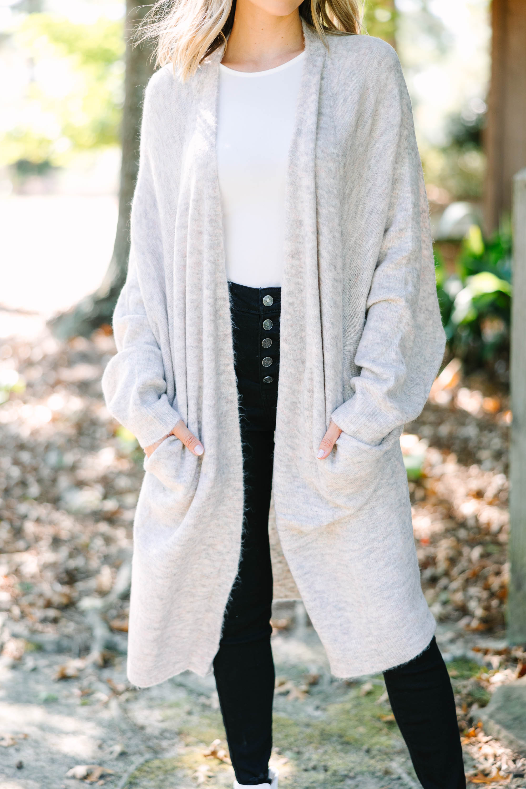 Fall-Ready Beige Brown Oversized Cardigan