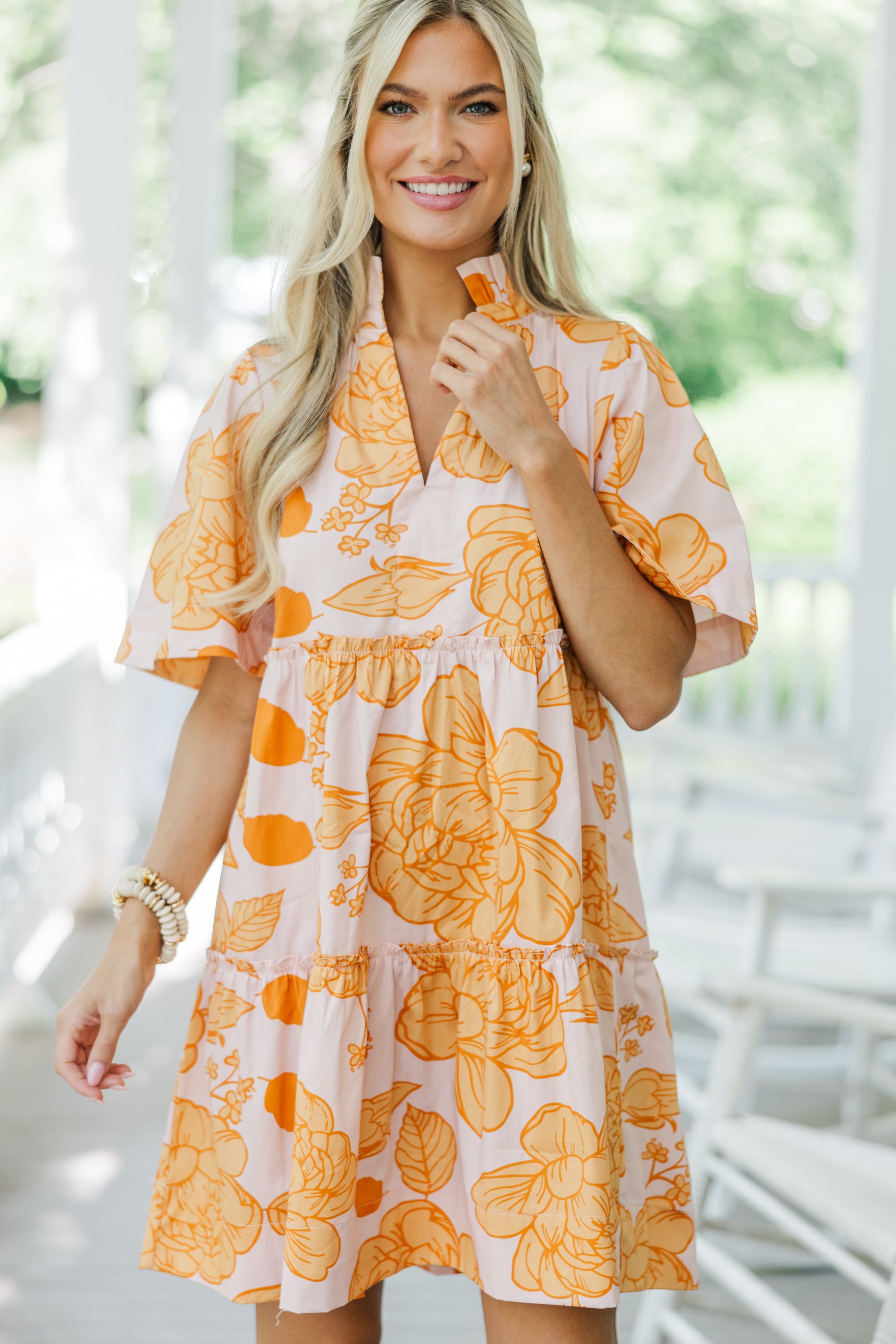 Gorgeous Mustard Yellow Floral Dress for Your Best Days