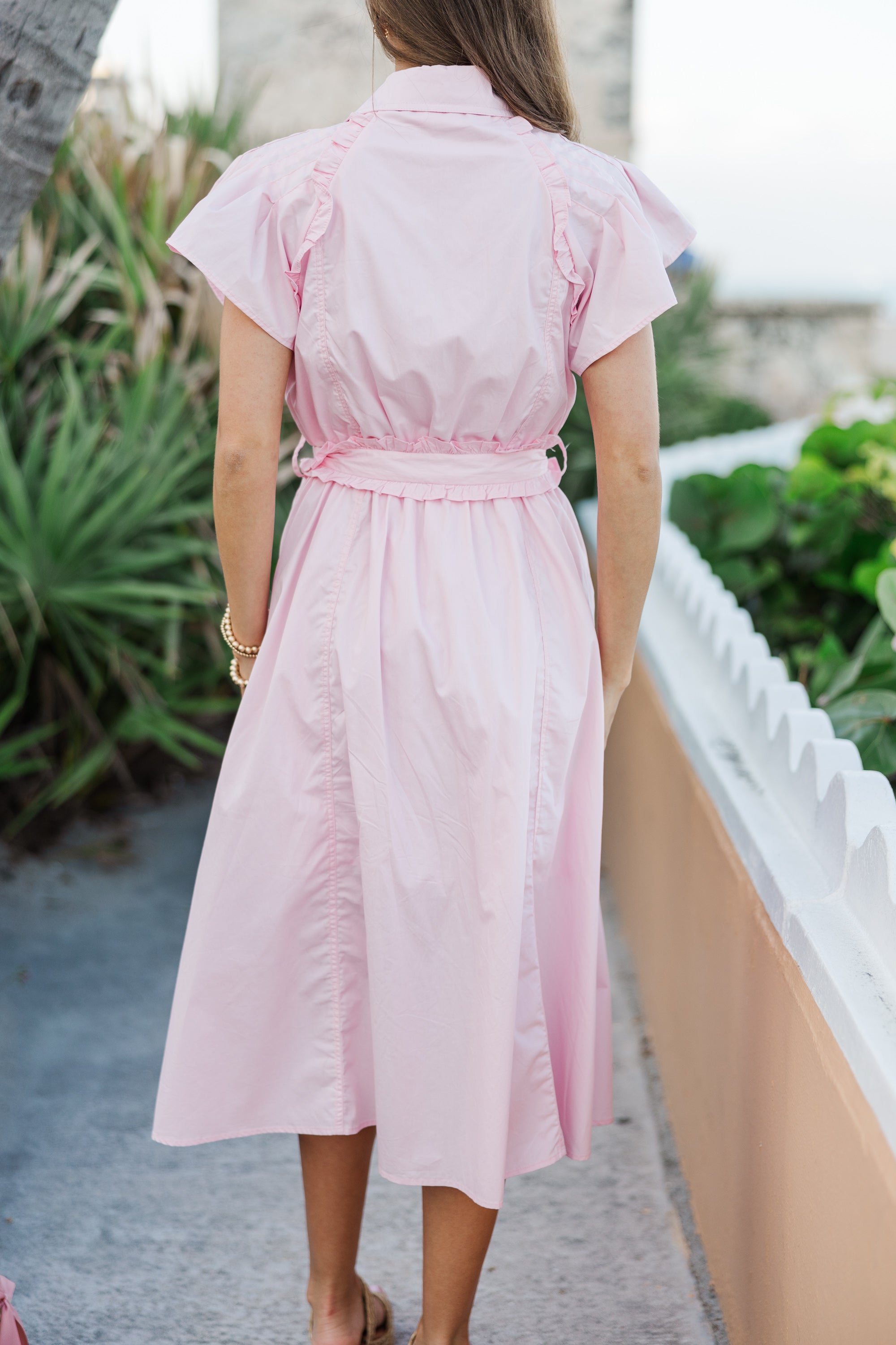 Enchanting All-In-A-Dream Pink Ruffled Midi Dress