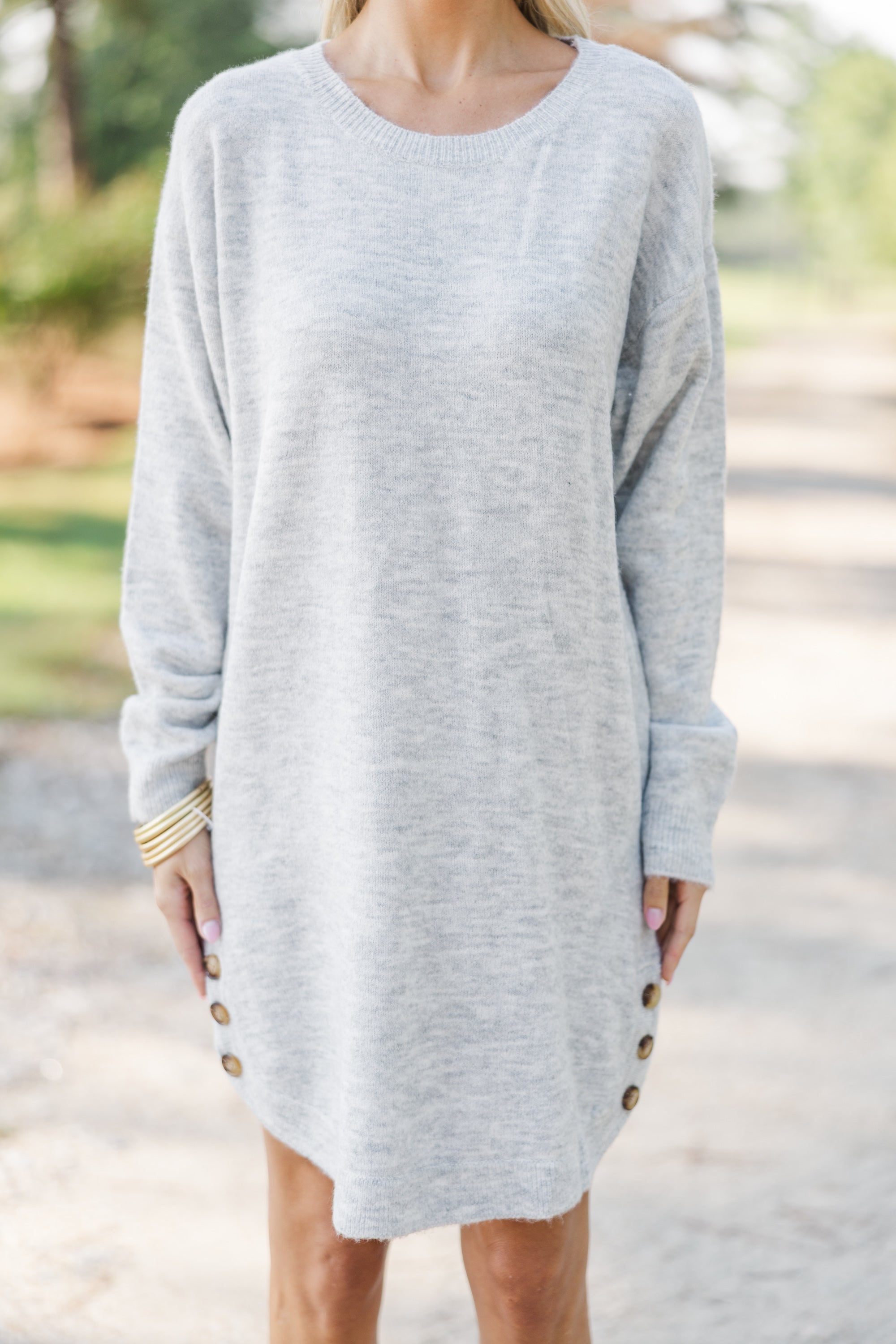 Feel Your Absolute Best in This Heather Gray Sweater Dress