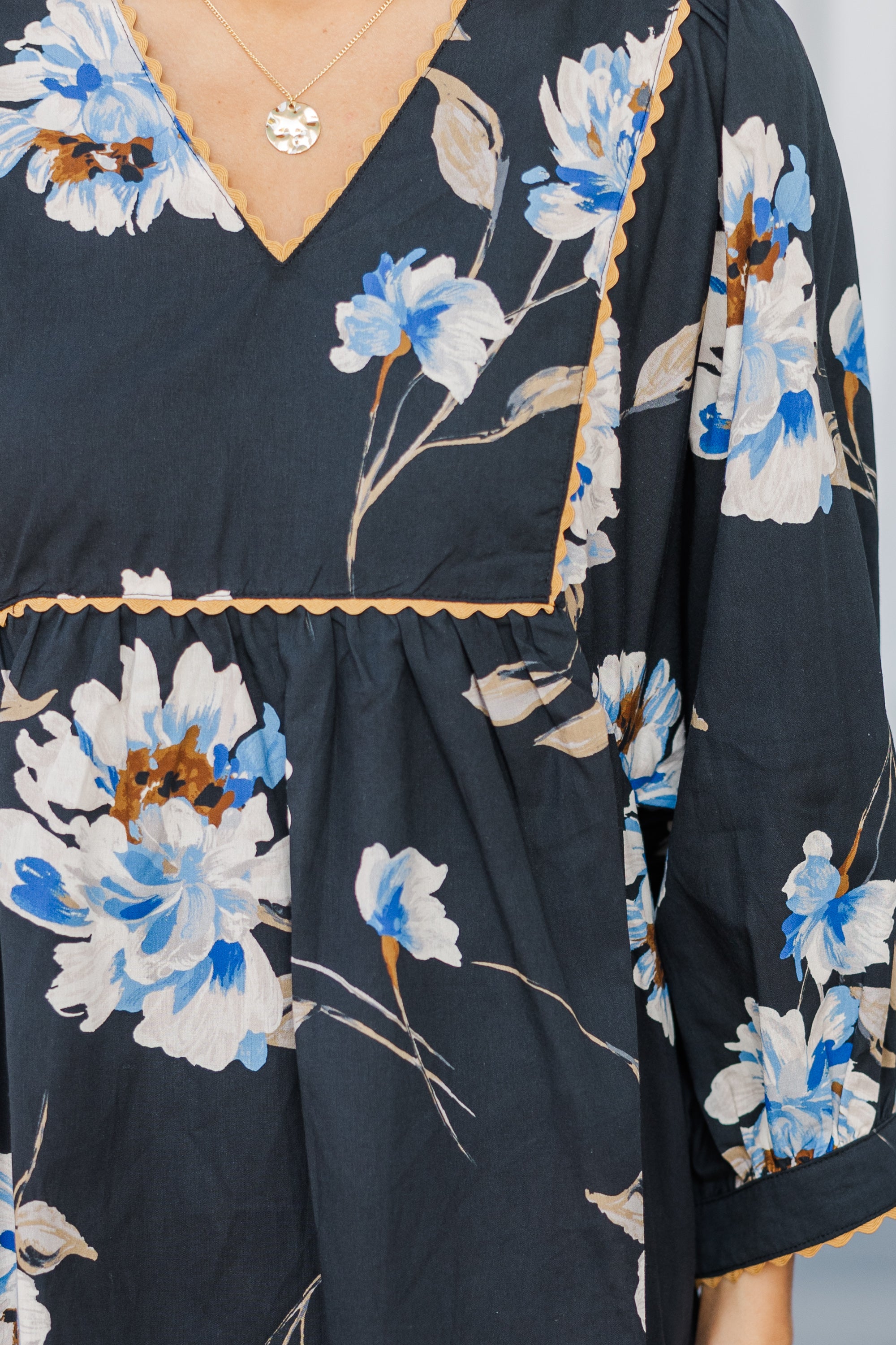 Enchanting All - in - One Black Floral Babydoll Dress