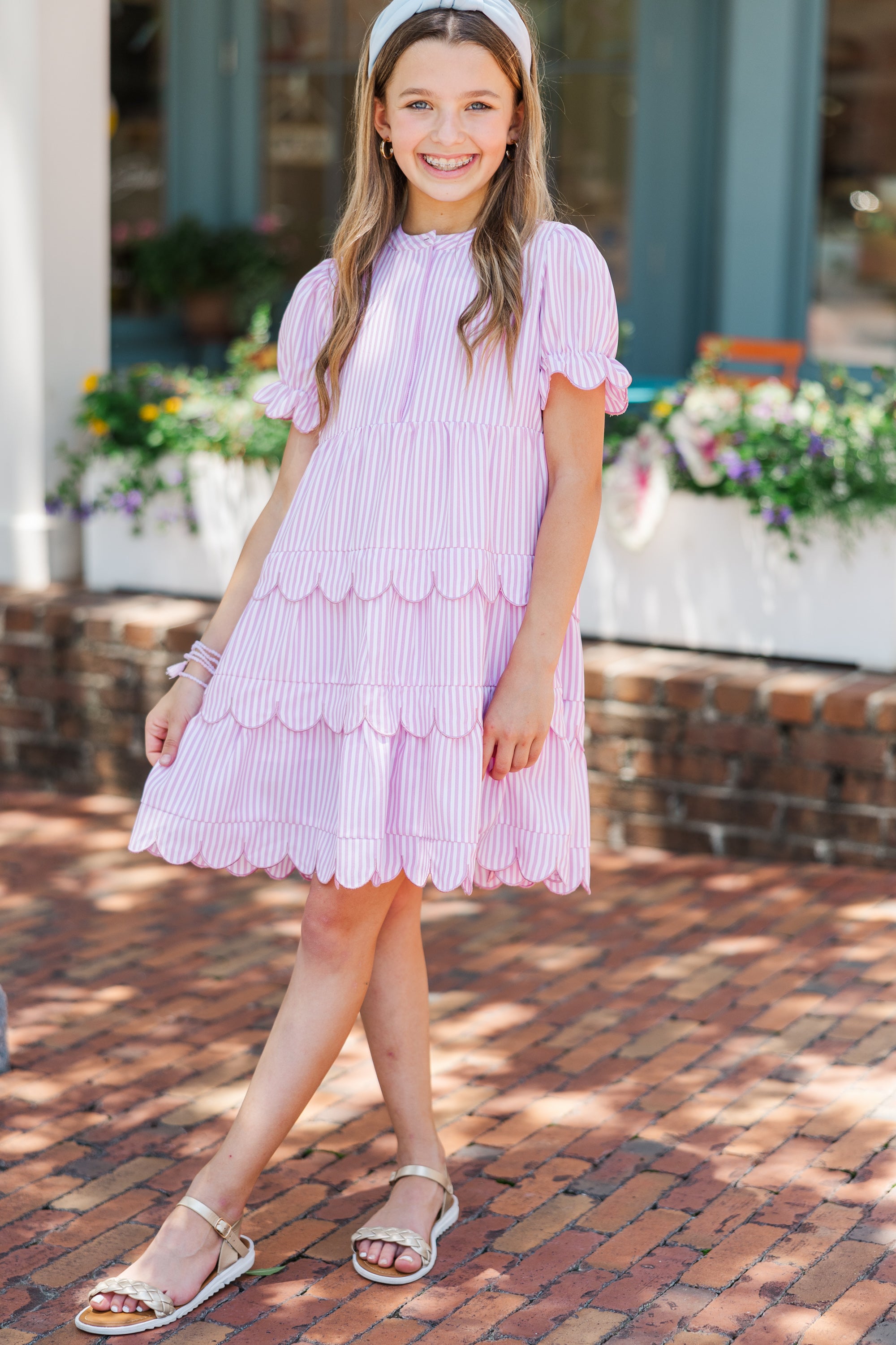 Gorgeous Girls' Pink Striped Perfect-Pair Dress