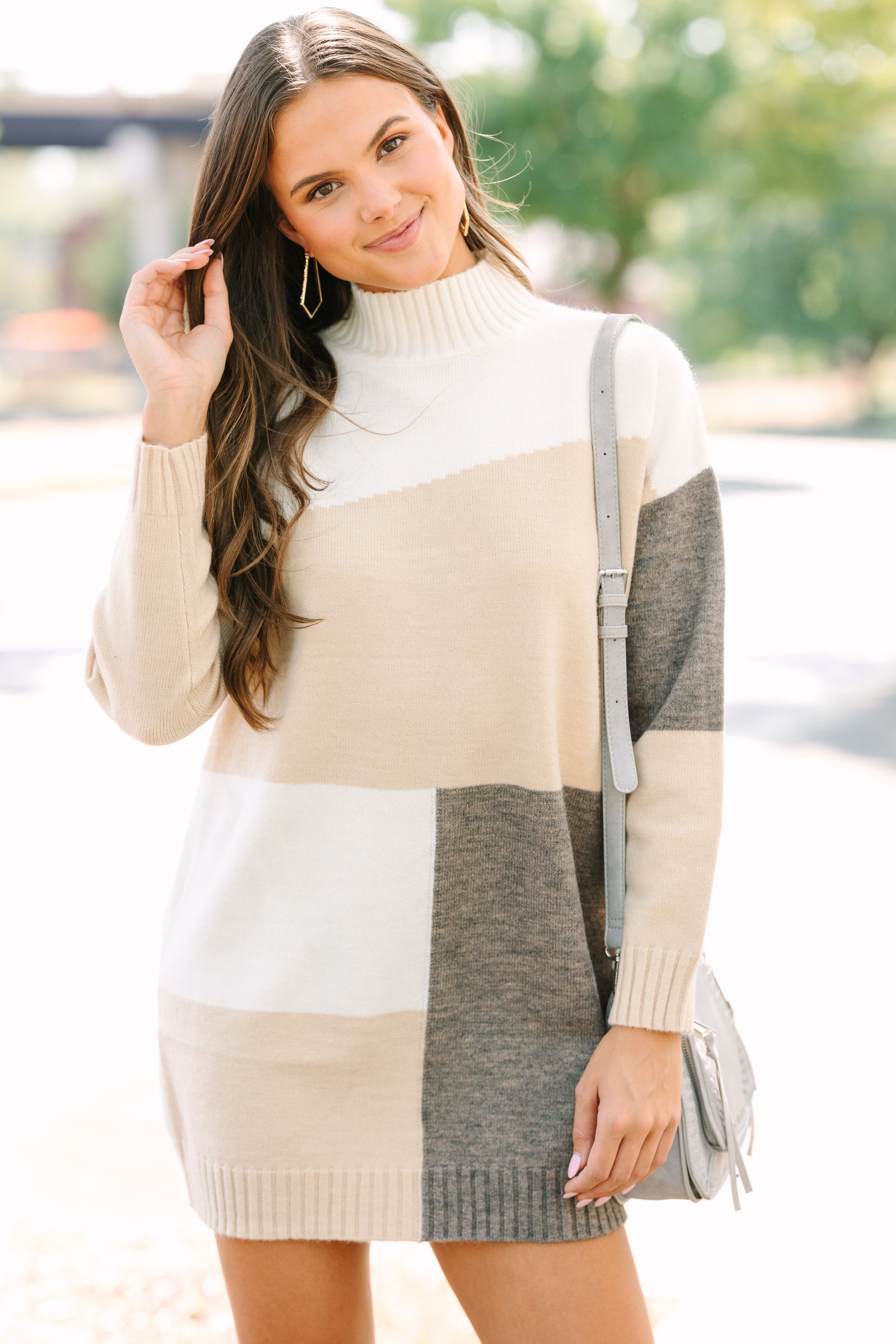 Good News Stunning Natural White Colorblock Tunic Sweater - A Must - Have!