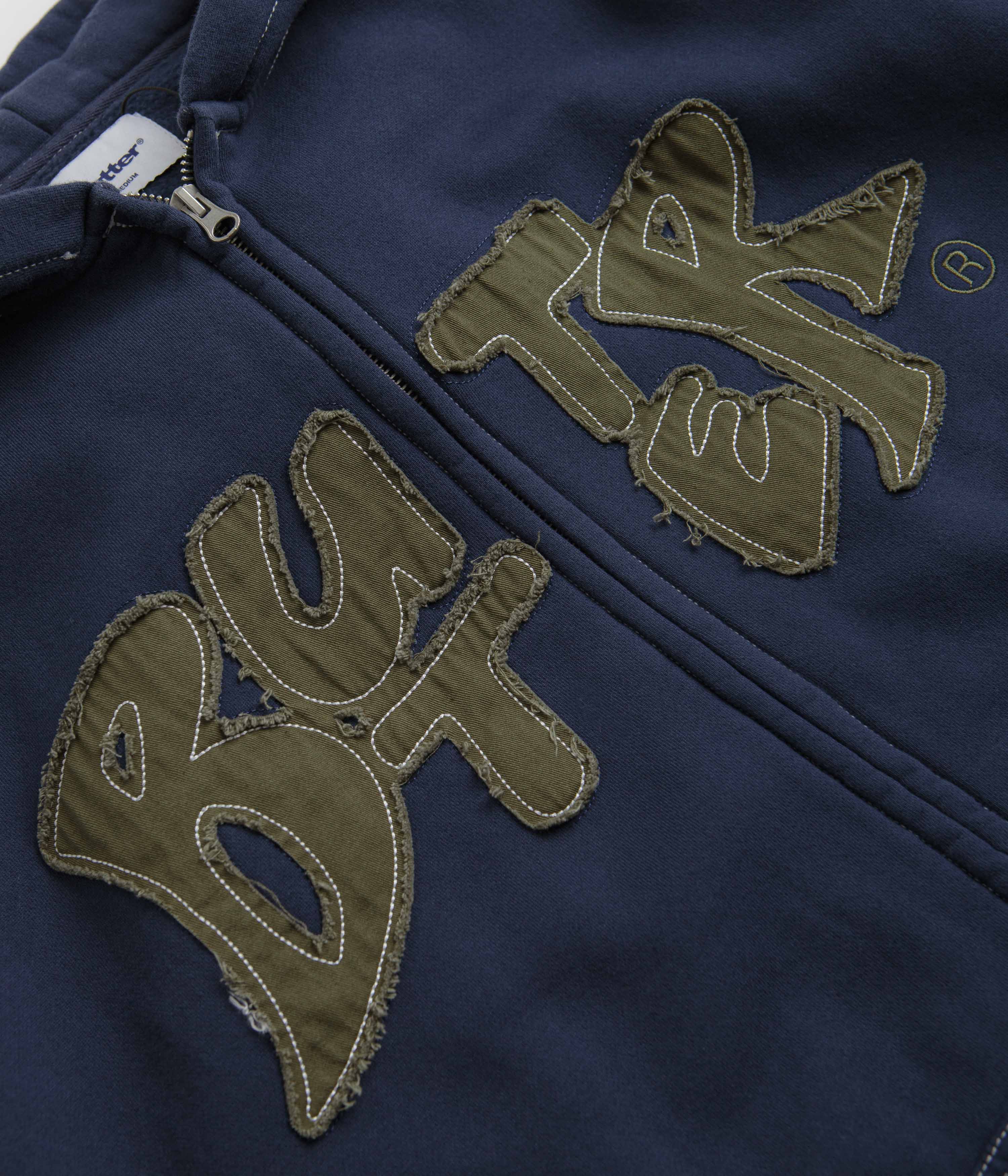 Navy Butter Goods Fabric Applique Zip - Thru Hoodie: A Fashion Must - Have!