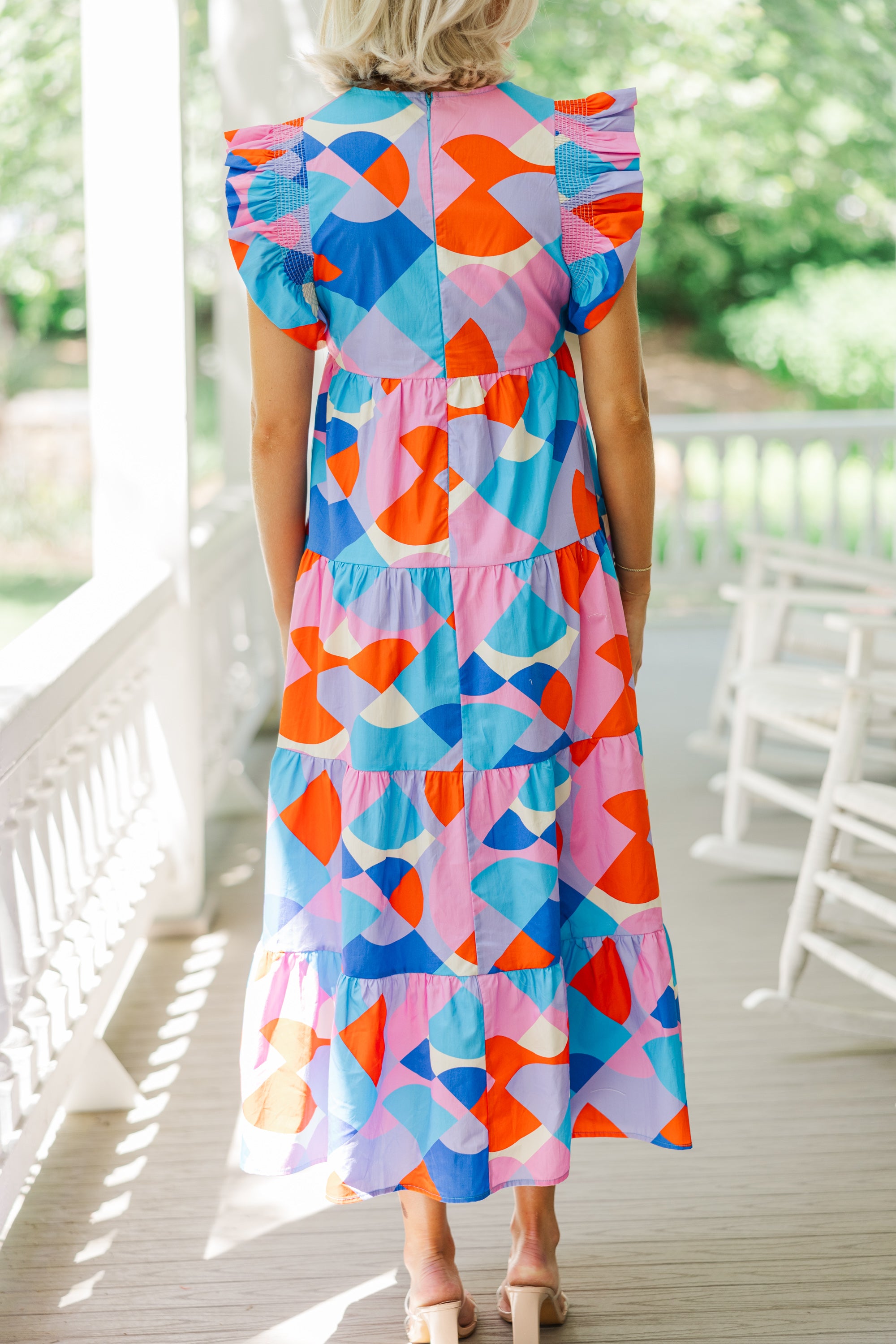 Gorgeous Pink Abstract Midi Dress for Unforgettable Moments