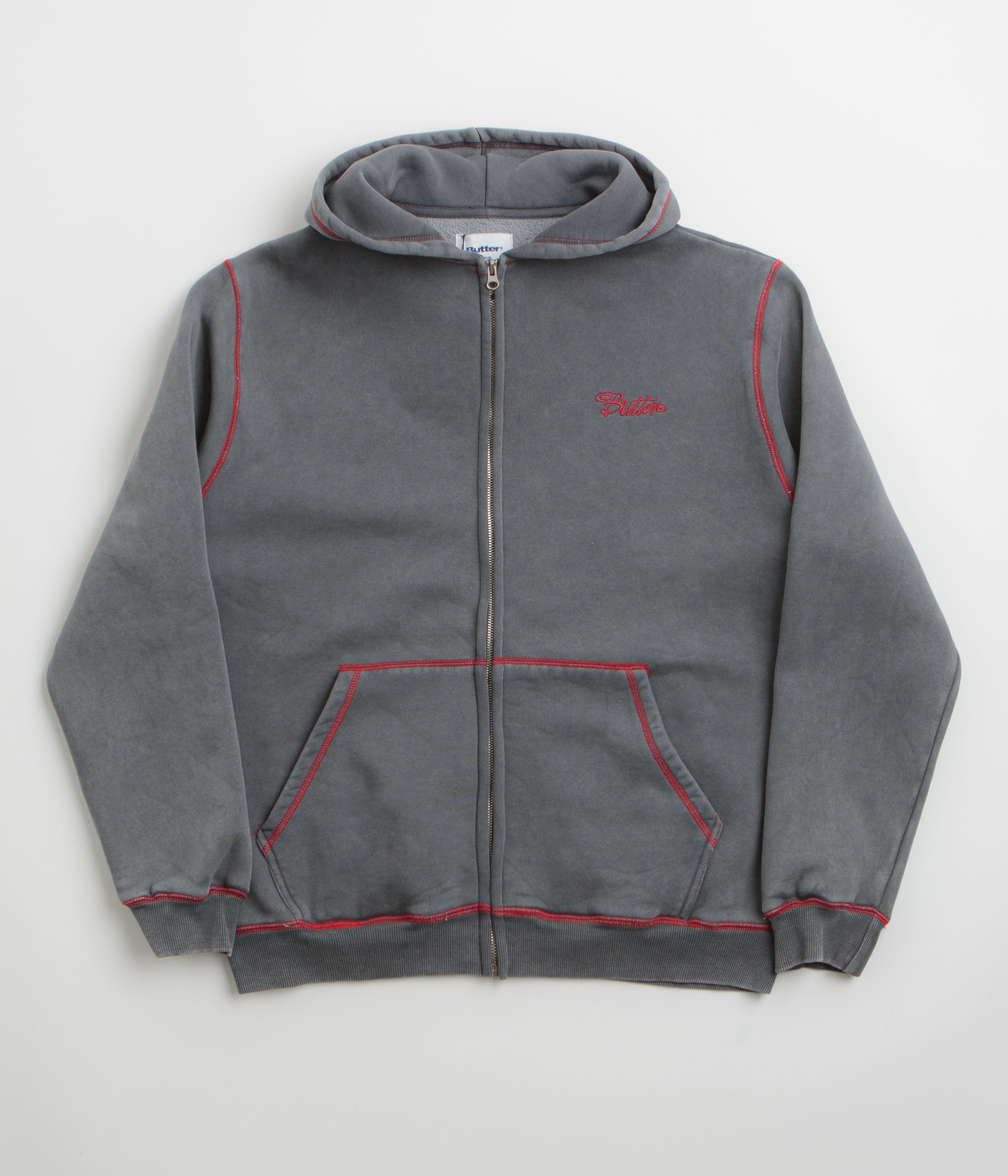 Butter Goods Jive Zip-Thru Hoodie - Stunning Washed Black
