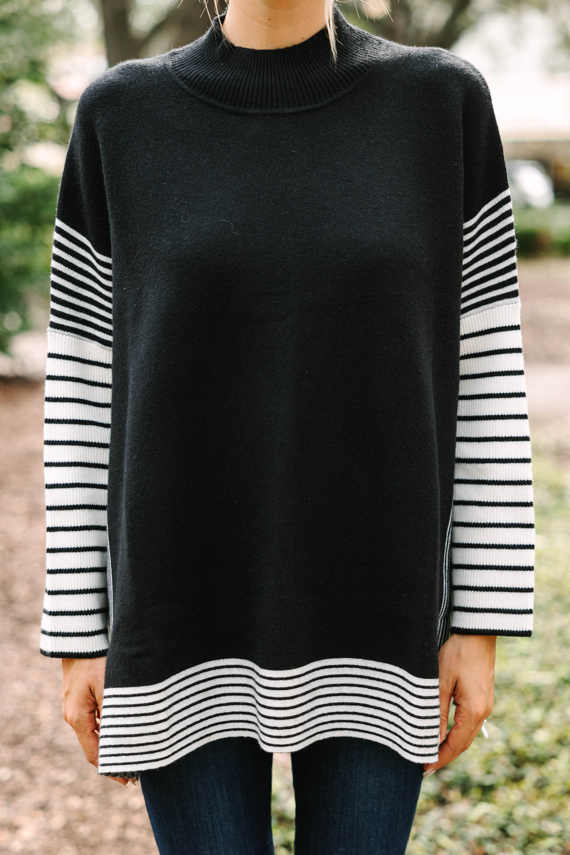 Stunning All-In-Black Striped Tunic