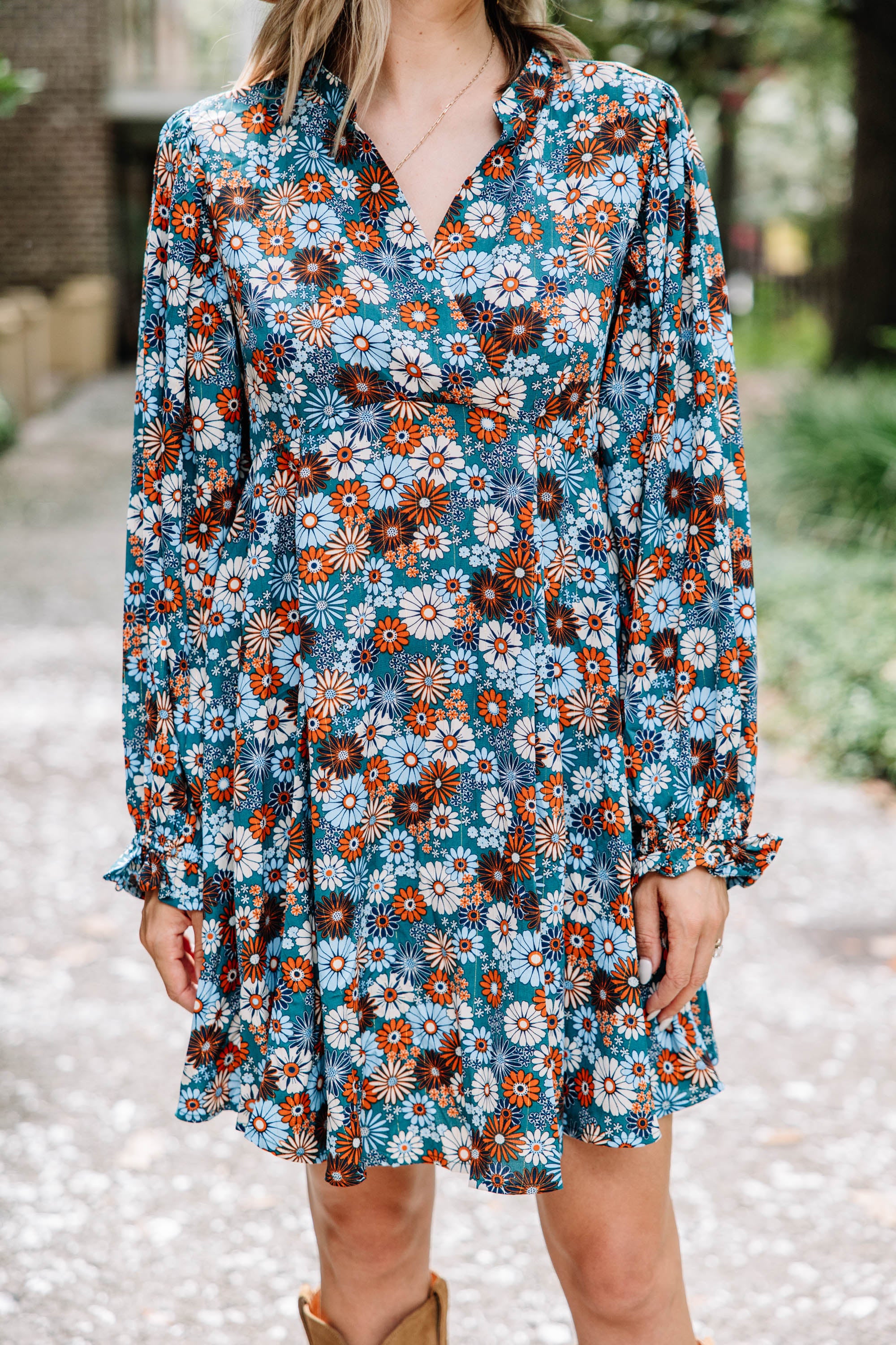 Gorgeous Teal Blue Floral Babydoll Dress - A Must-Have!