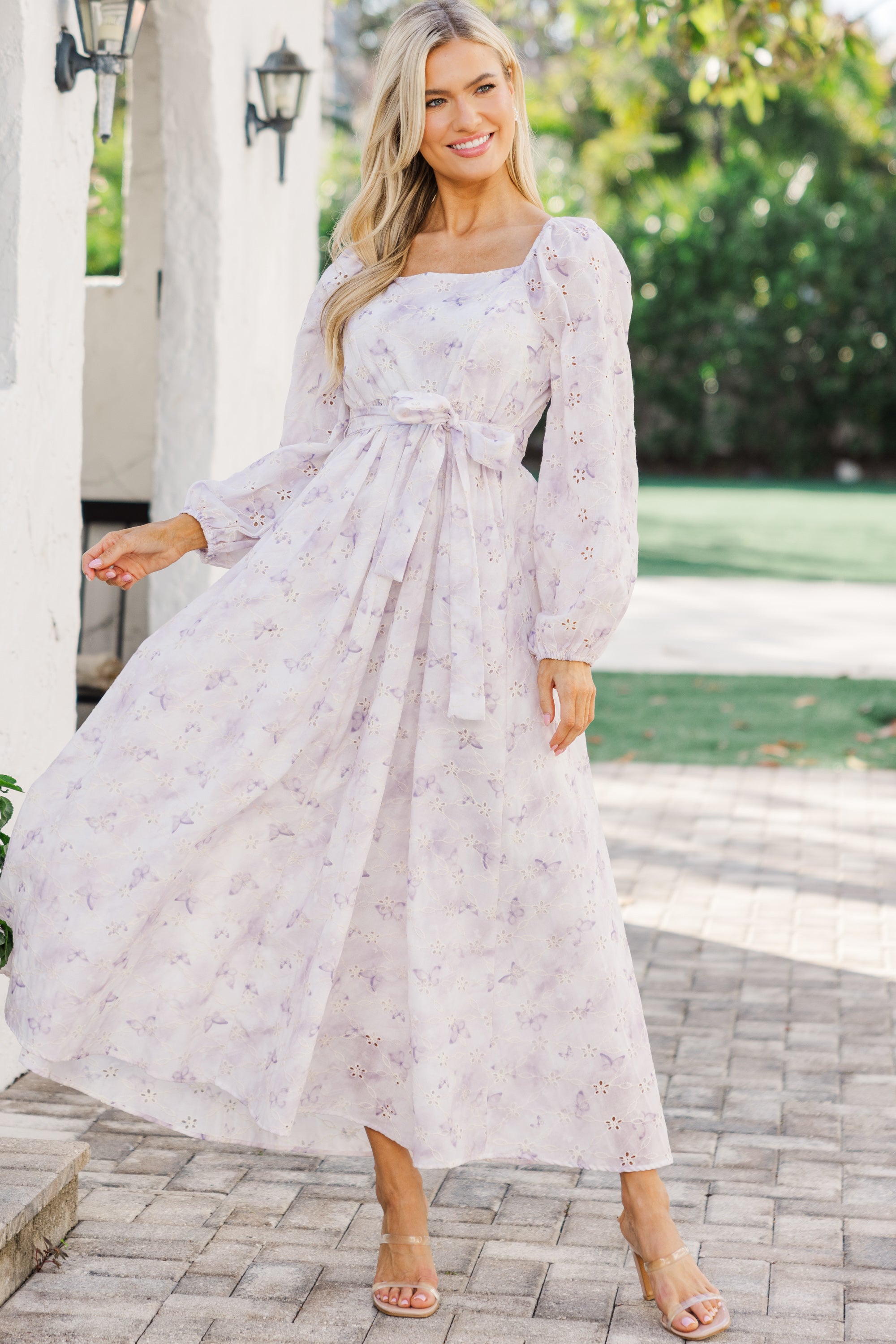 Enchanting Sweet Lavender Eyelet Midi Dress