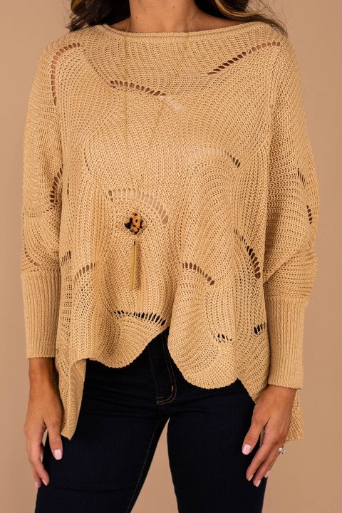 Joyful Together Beige Brown Loose Knit Spring Sweater