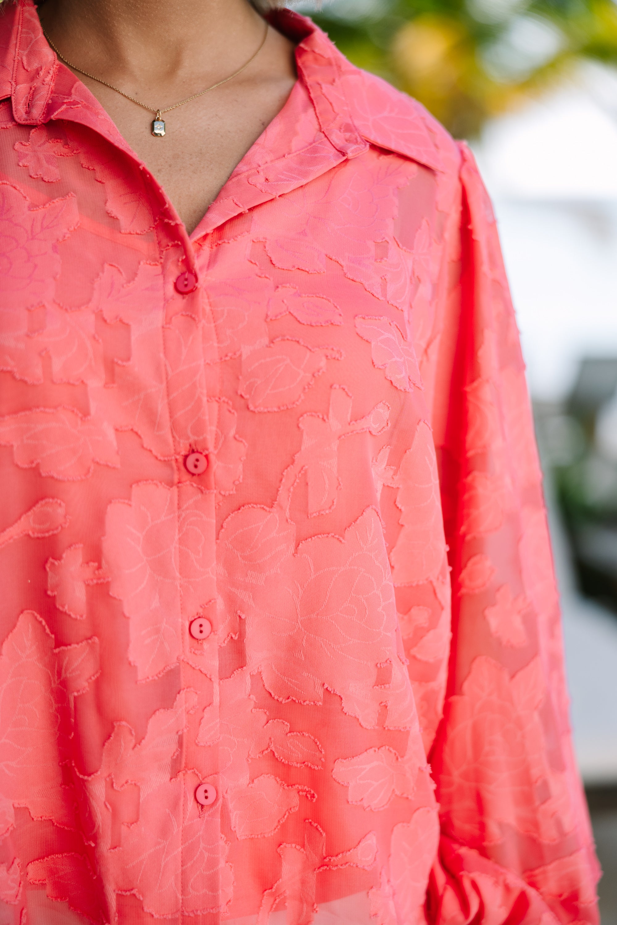 Gorgeous Pink Textured Blouse: All Details Count!