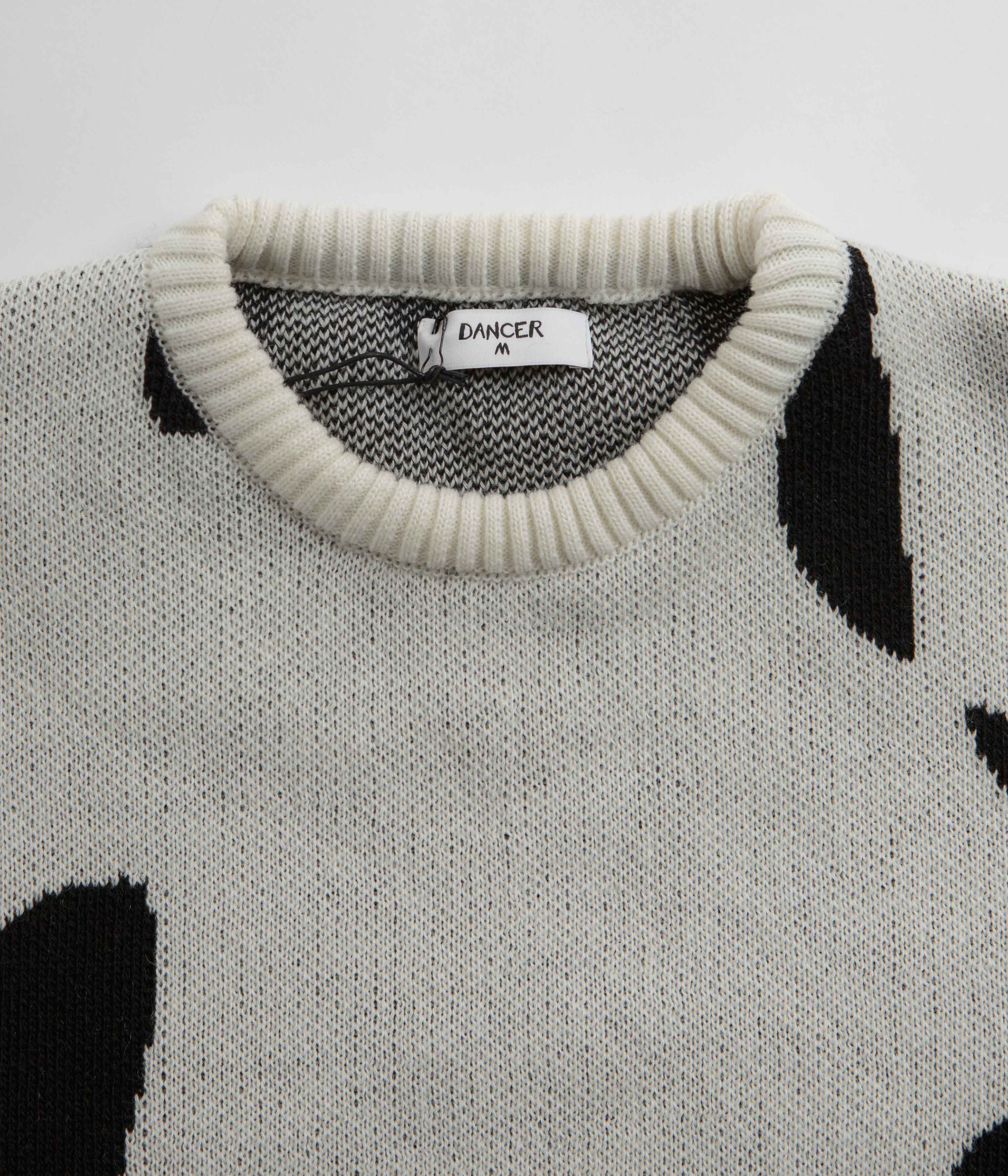Stylish White Dancer Mask Knit Sweatshirt - Grab Yours Now!