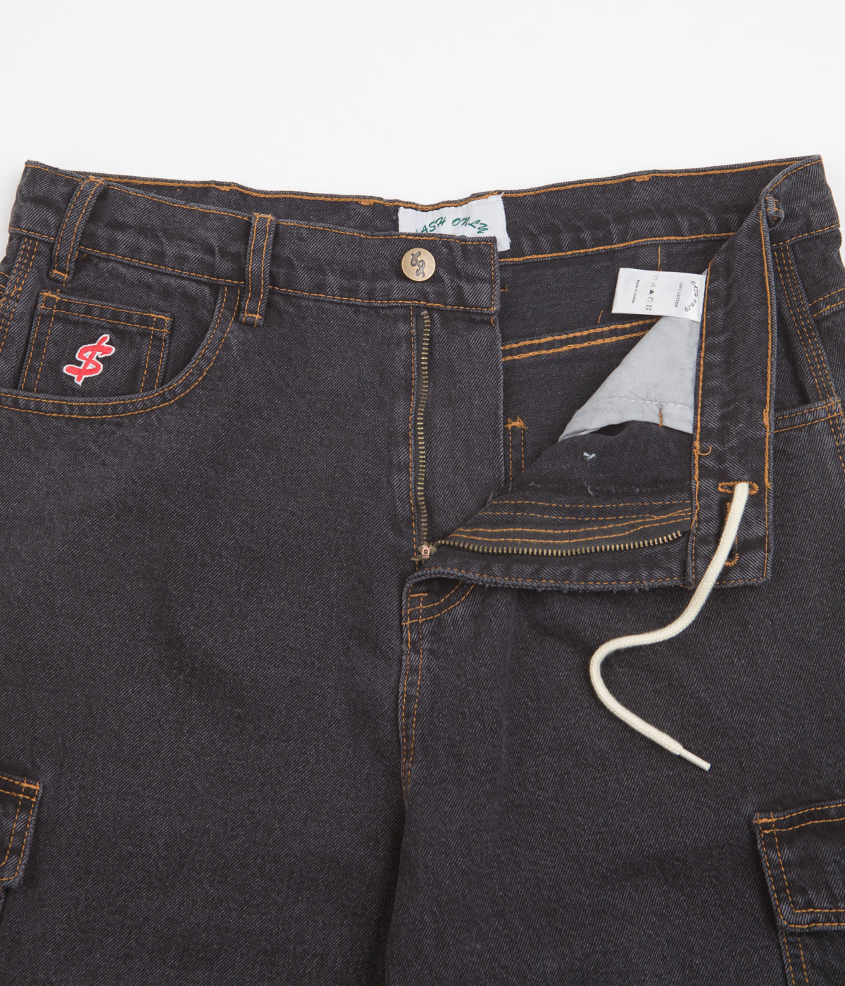 Cash Only Washed Black Denim Cargo Shorts - Must-Have for Skate Lovers