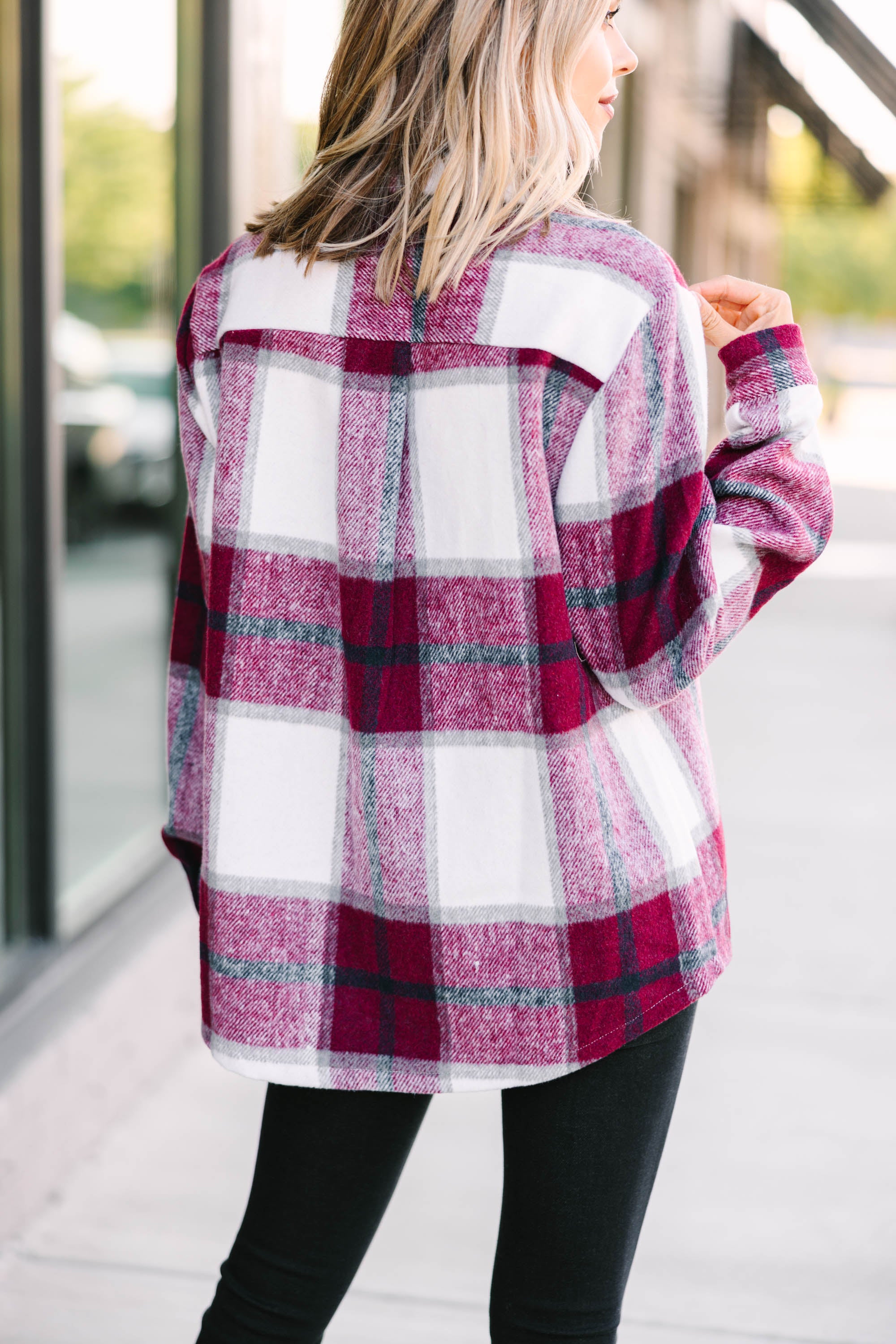 Unleash Your Best Self in Burgundy Red Plaid Shacket