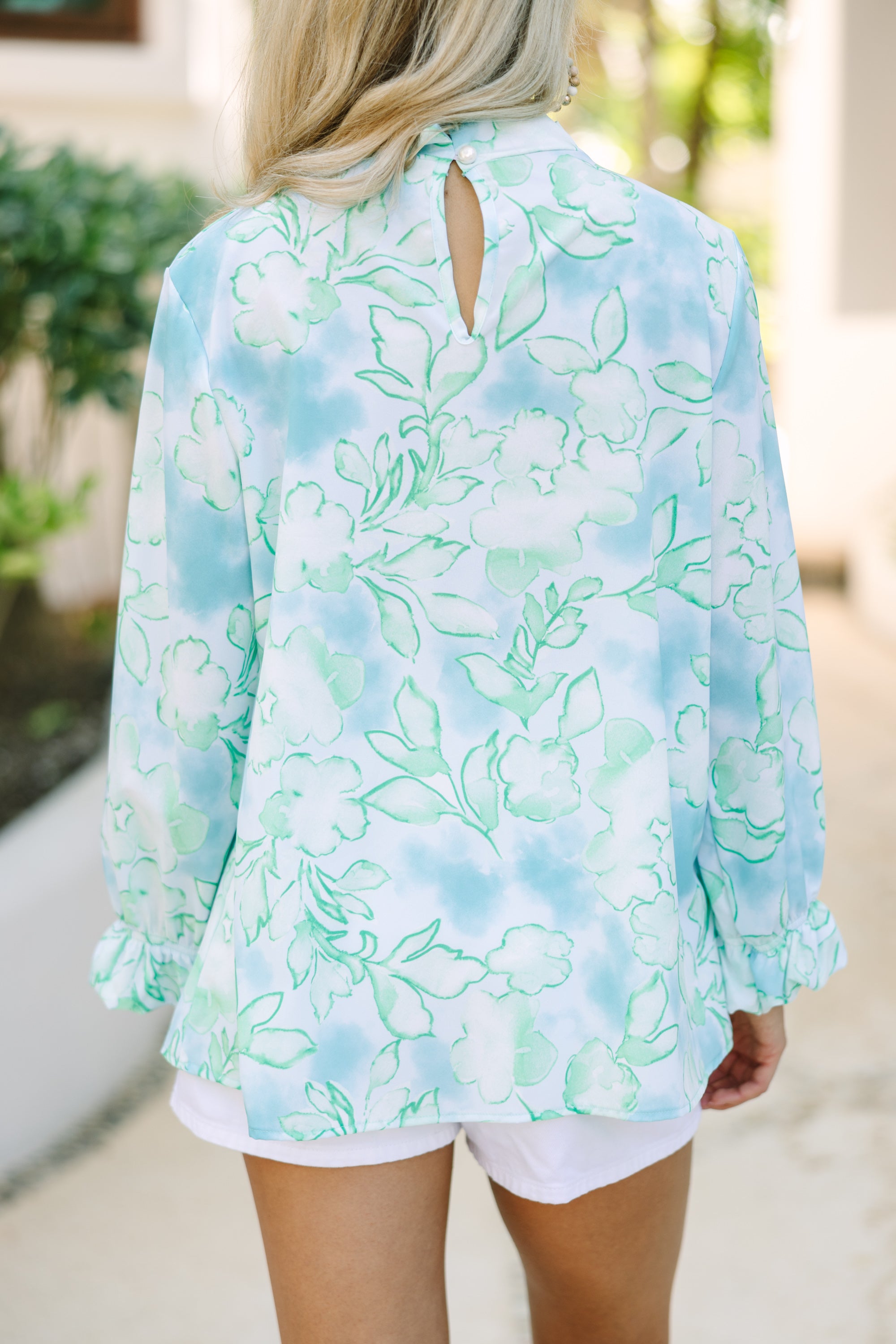 Be True to Yourself: Mint Green Abstract Floral Blouse