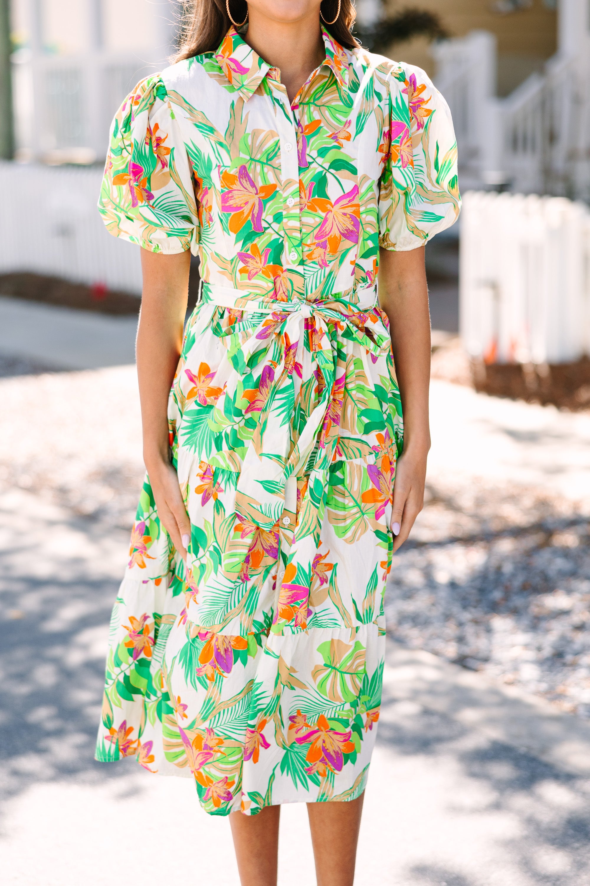 Stunning Ivory White Floral Midi Dress for Every Occasion