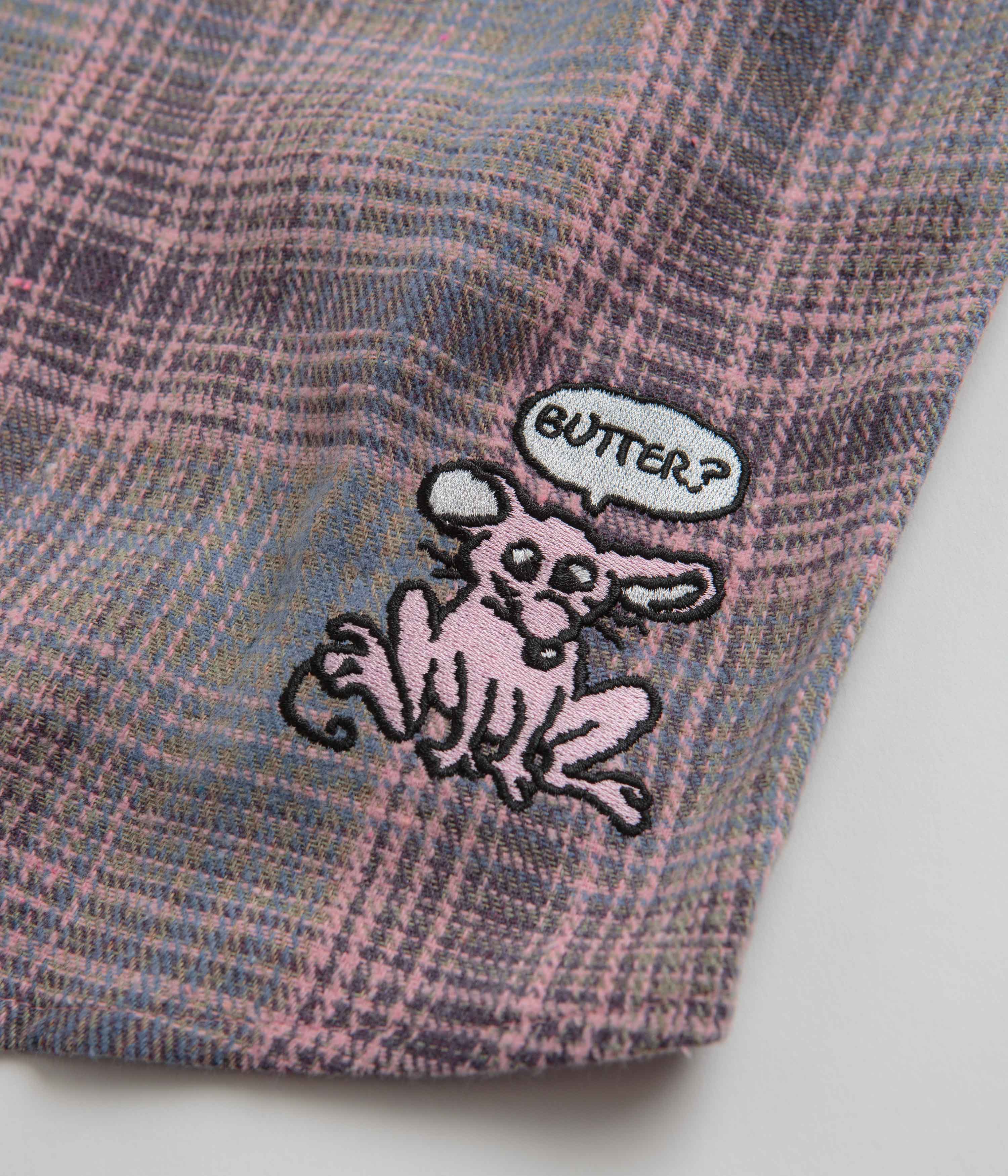 Butter Goods Pink & Grey Rodent Flannel Shirt - A Must-Have!
