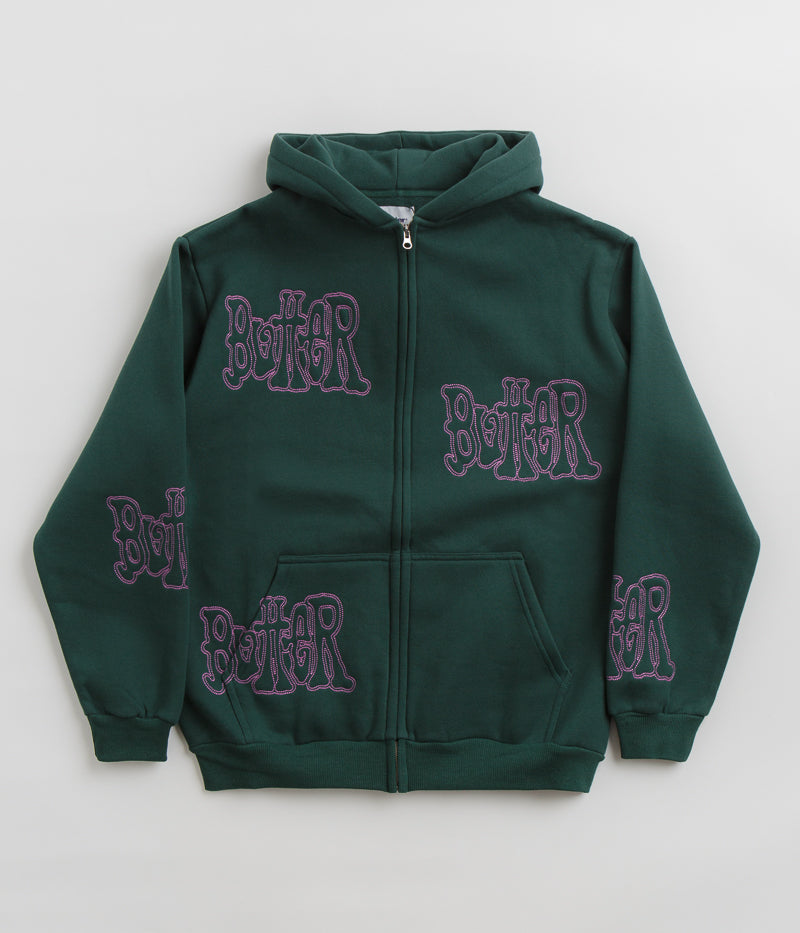 Butter Goods Tour Zip-Thru Hoodie - Stunning Dark Green