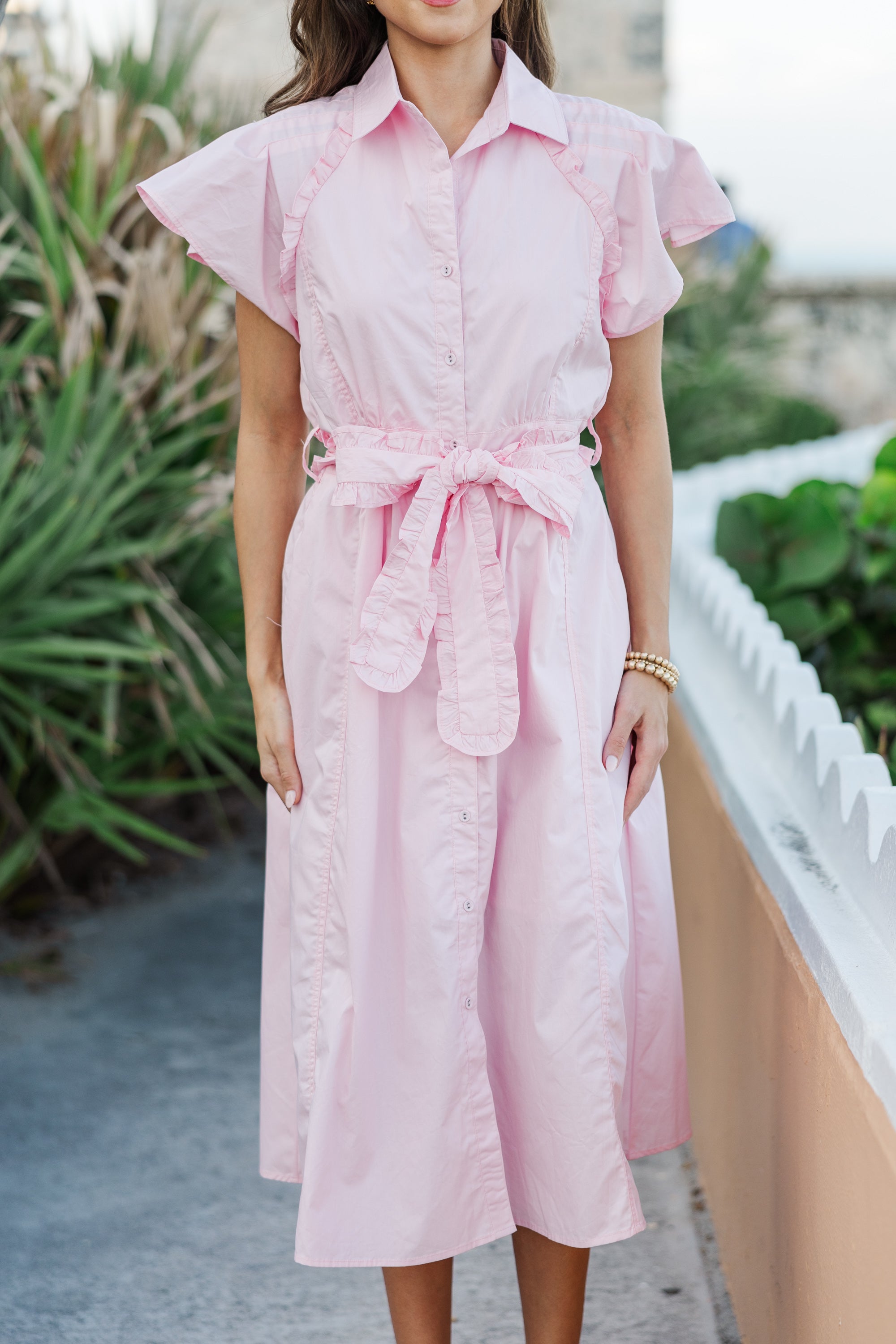 Enchanting All-In-A-Dream Pink Ruffled Midi Dress