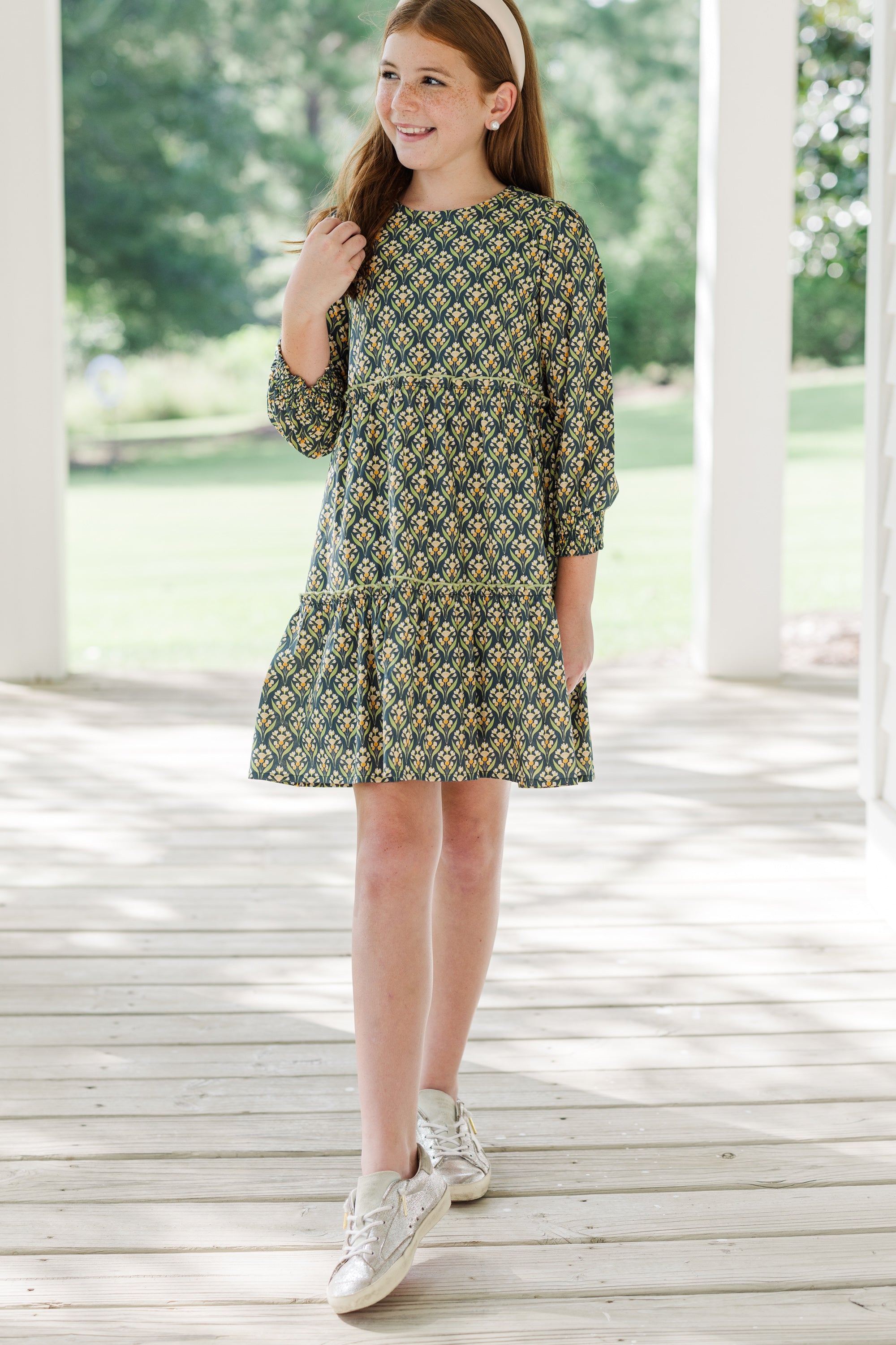 Gorgeous Girls' Navy Blue Medallion Print Dress - A Must - Have!