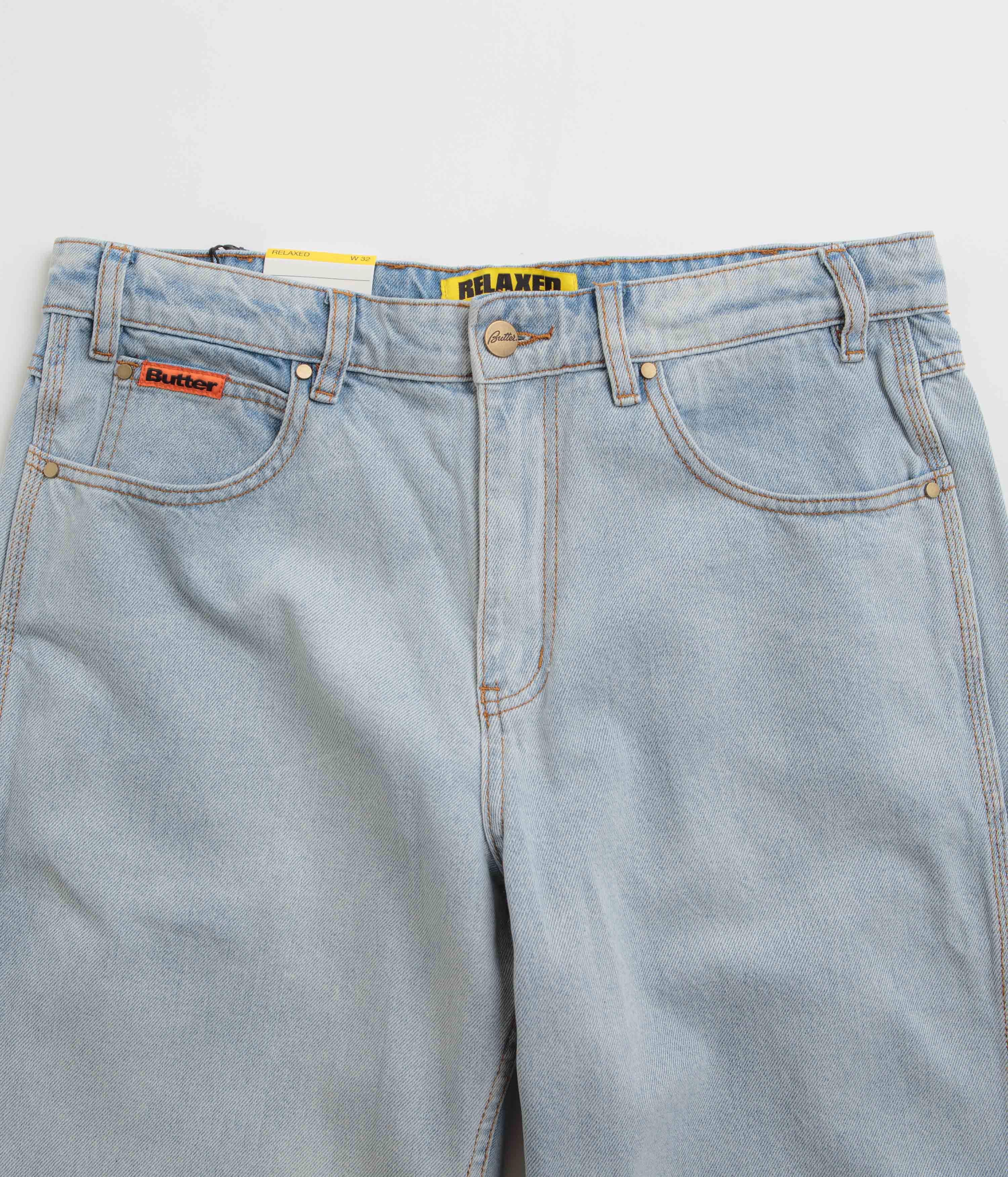 Butter Goods Stylish Relaxed Jeans - Light Blue & Orange