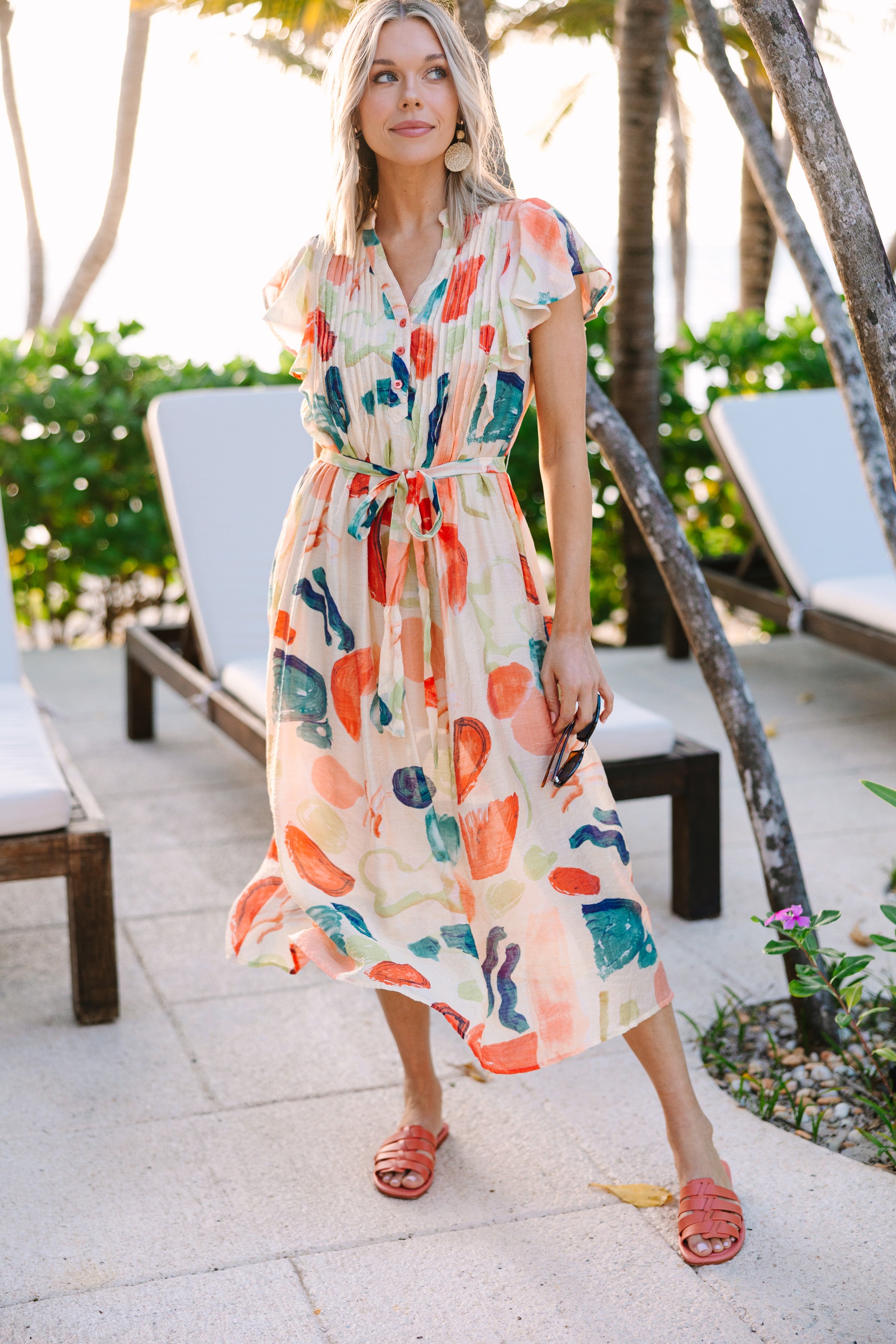 Irresistible Good To Go Orange Midi Dress - Spring & Summer Must-Have