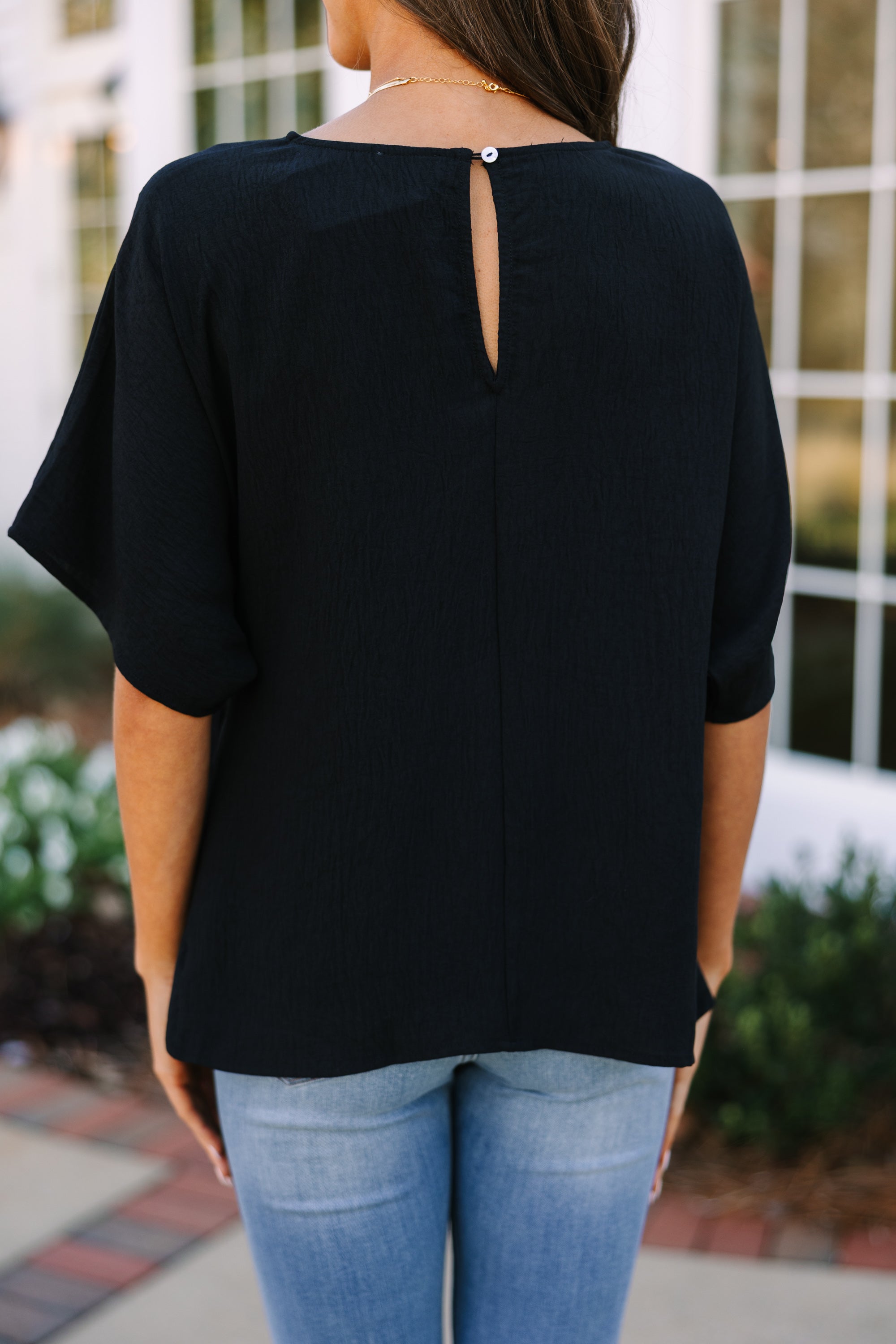Joyful Black Tied Feminine Blouse