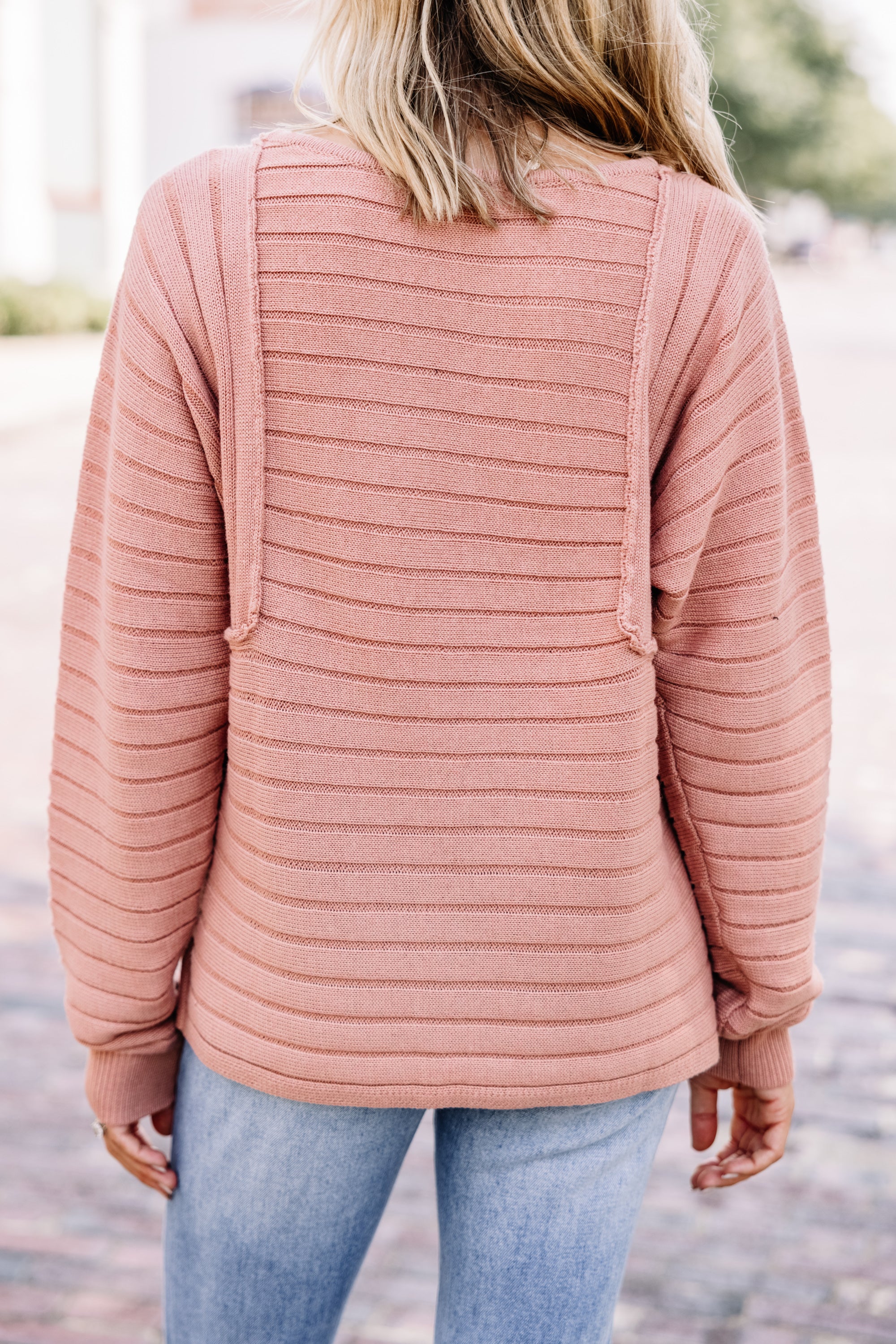 Irresistible Blush Pink Ribbed Sweater for Spring