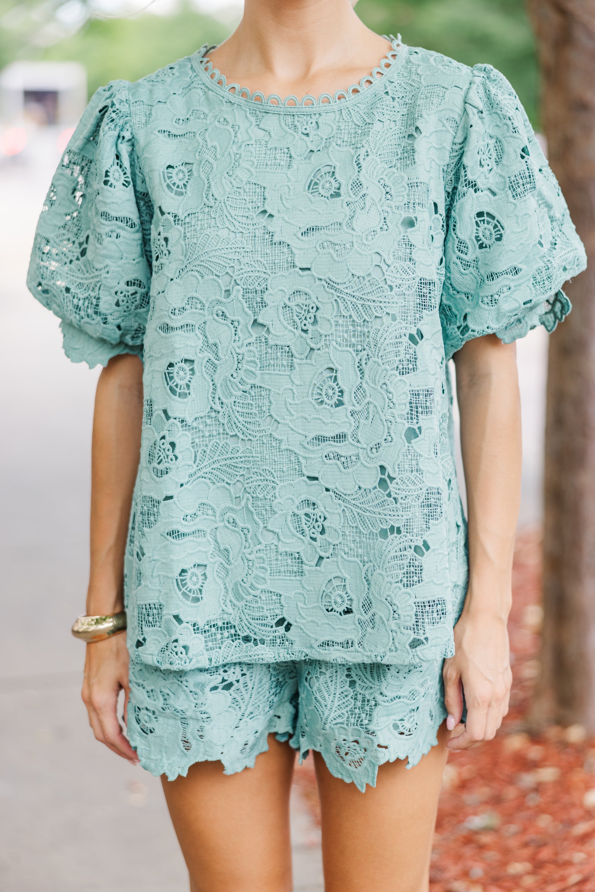 Irresistible Dusty Mint Lace Blouse - A Must-Have!
