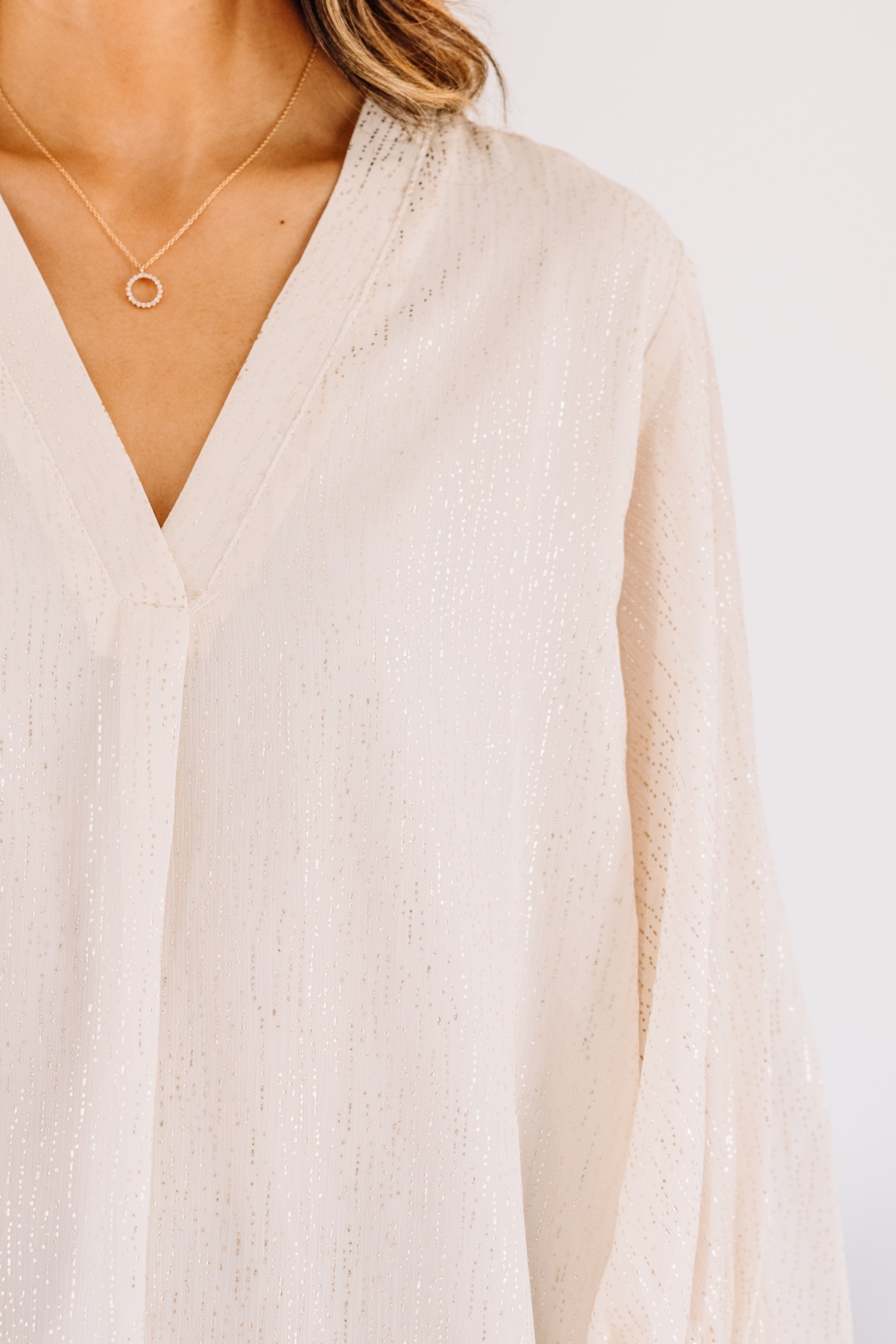 Confidently Stylish Ivory White Bubble Sleeve Blouse