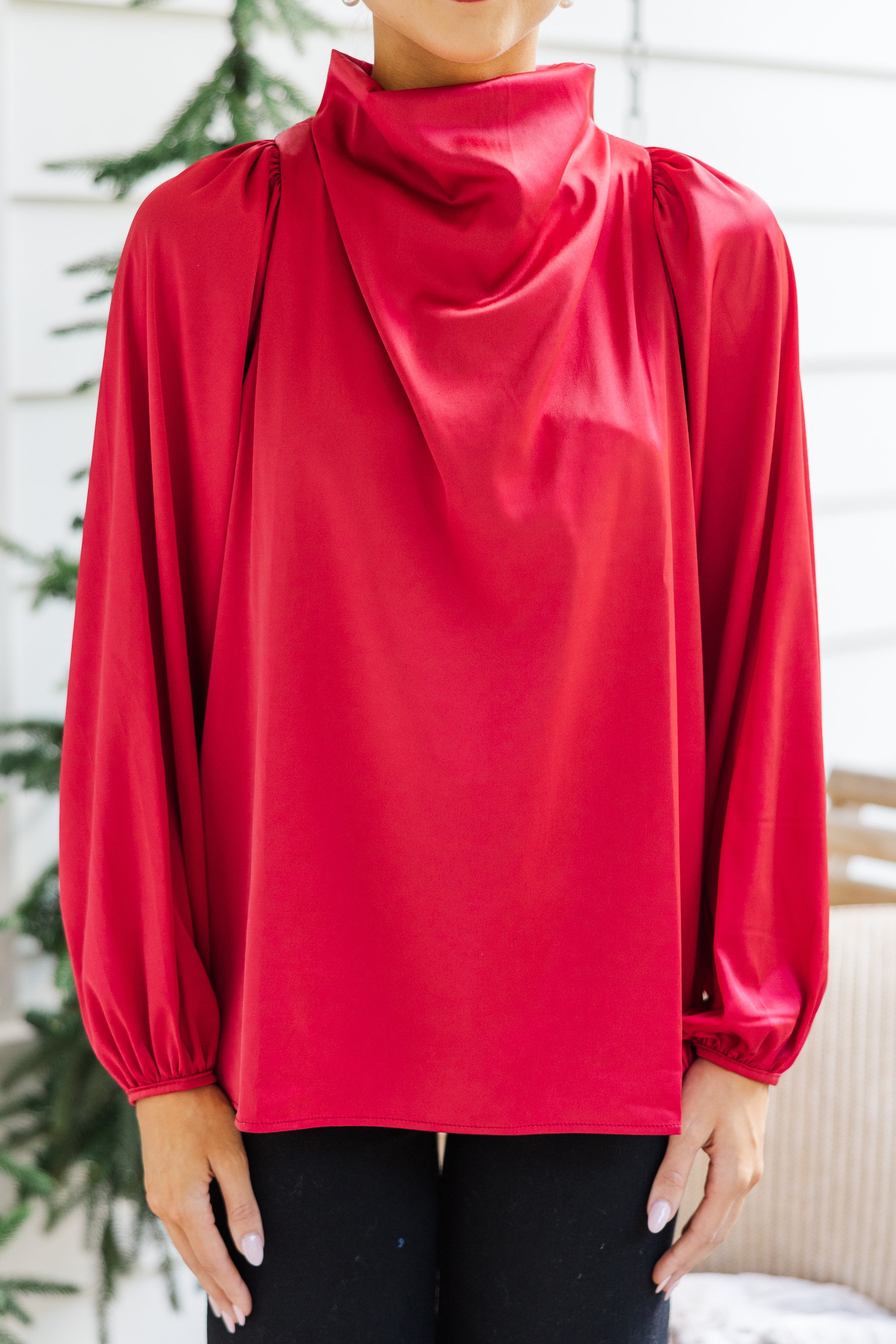 Red Satin Bliss Blouse - Embrace the Joy!
