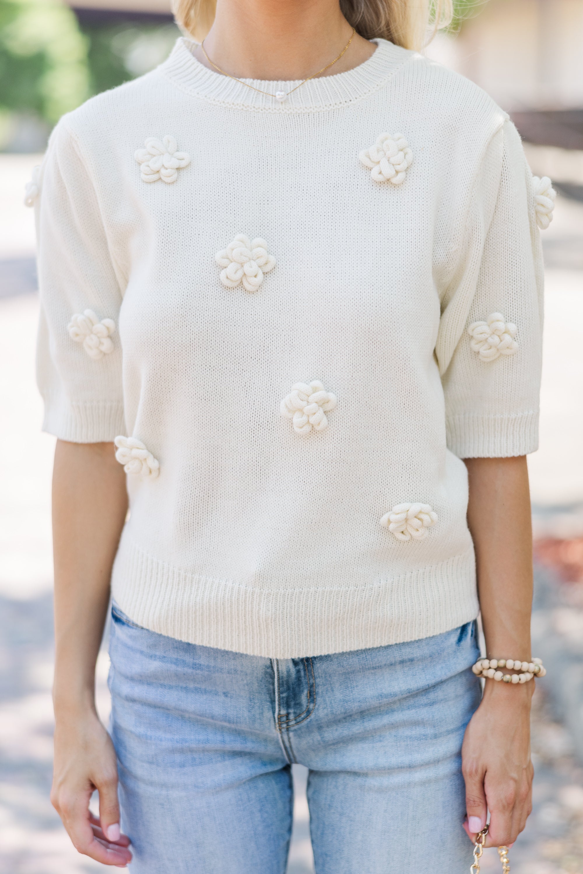 Floral Fantasy All - In - Your - Head Cream Sweater