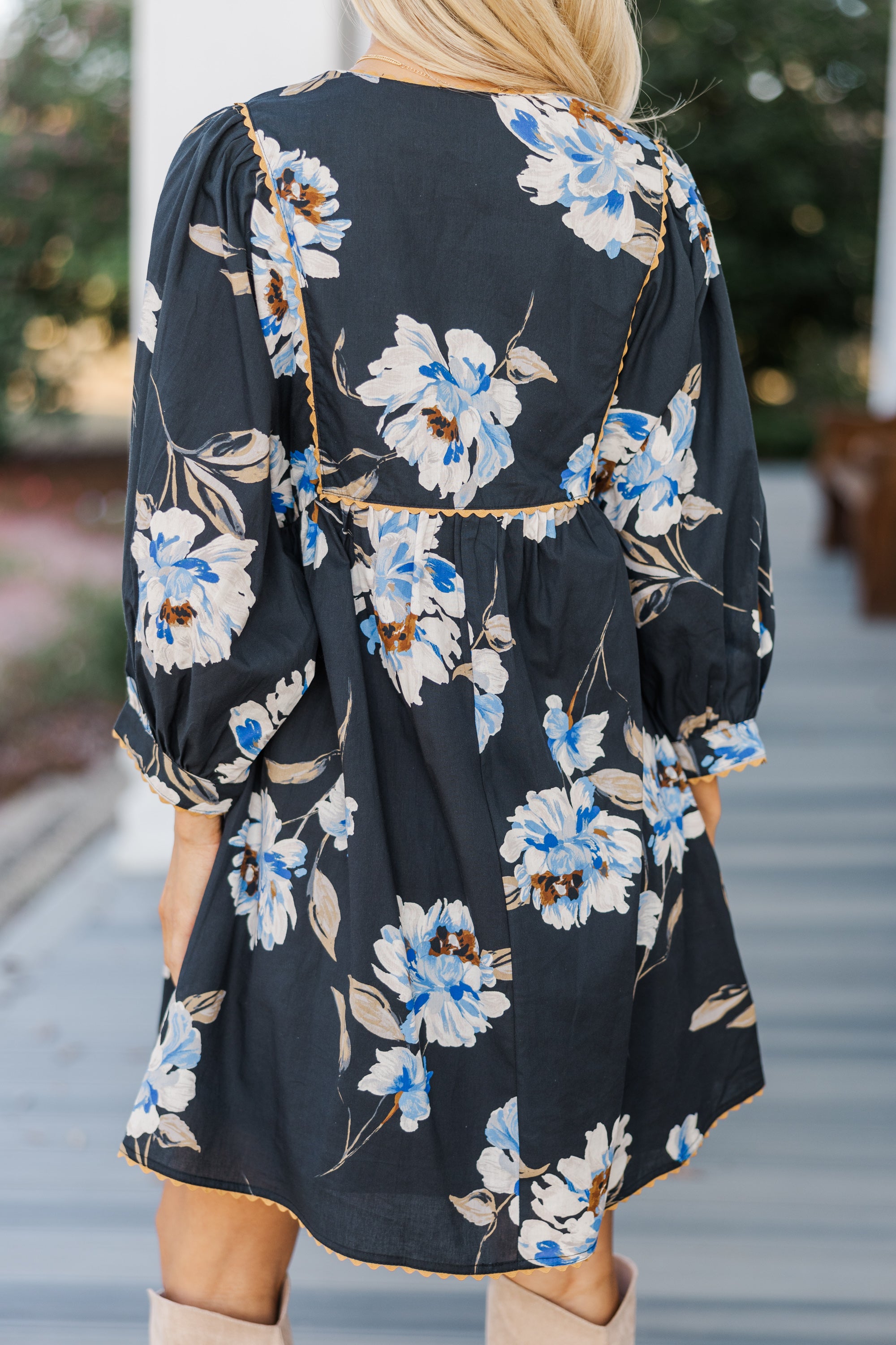 Enchanting All - in - One Black Floral Babydoll Dress