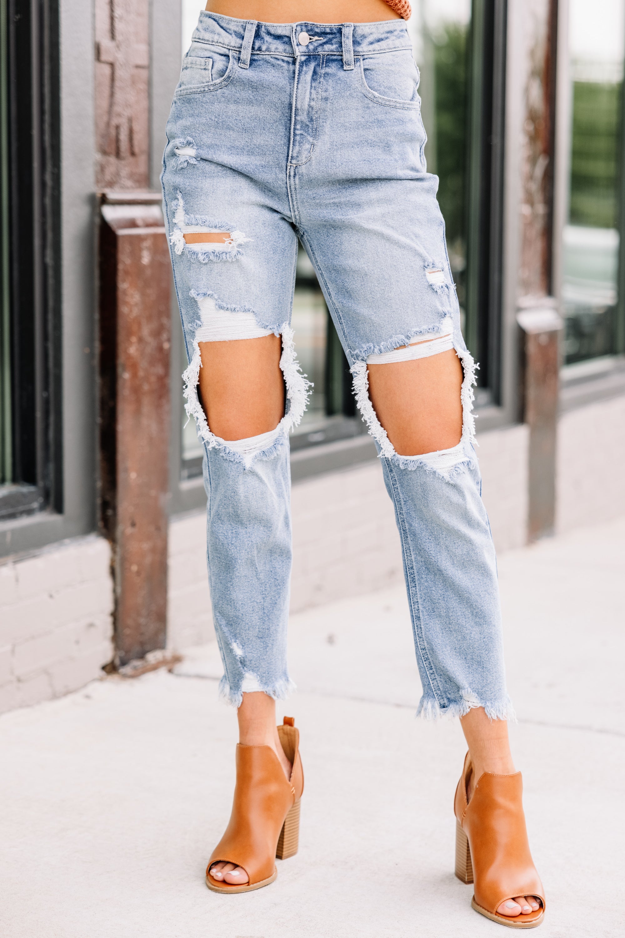 Happening Now! Light Wash Distressed Jeans - A Must - Have!