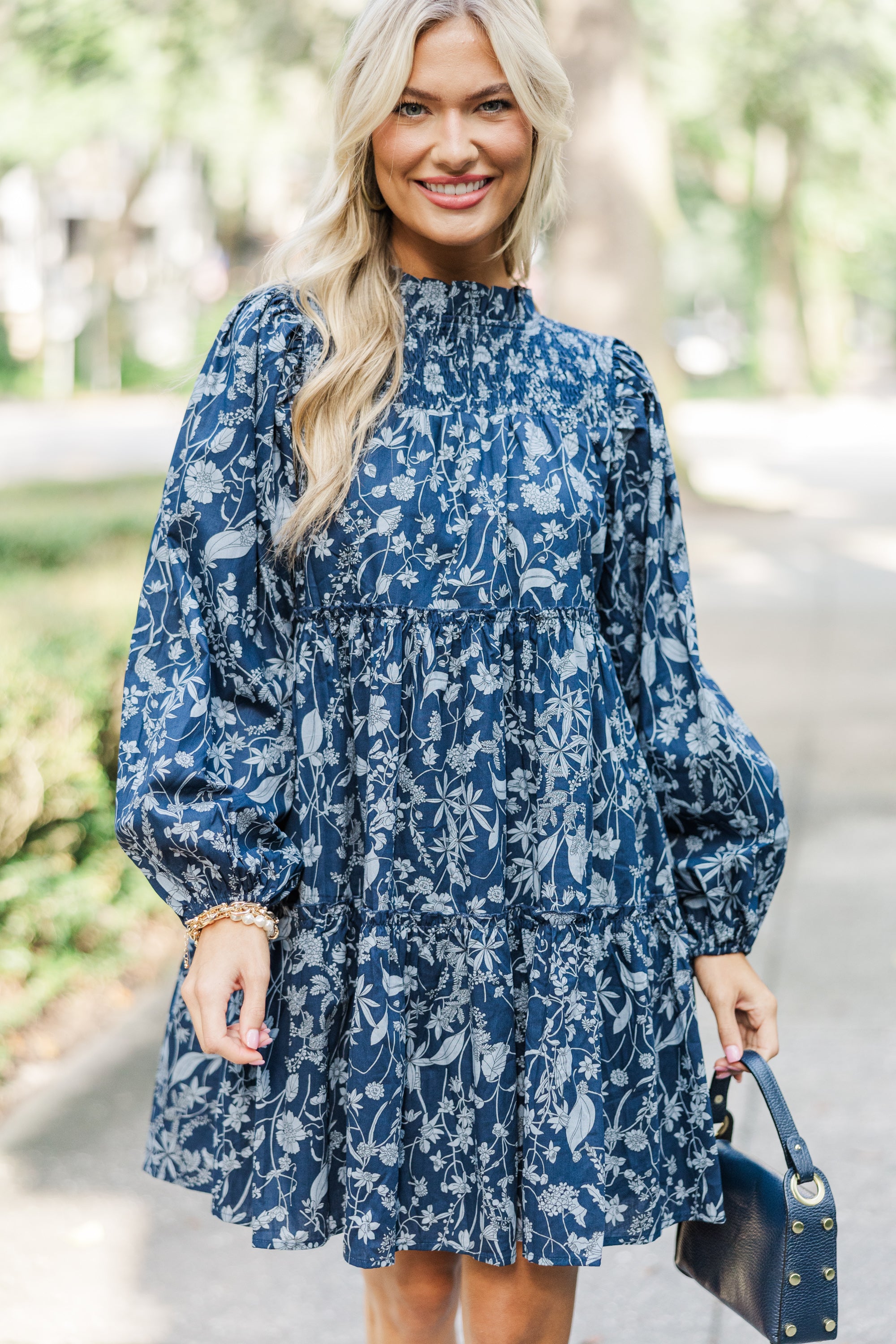 Be Your Best Navy Toile Babydoll Dress - The Ultimate Autumn Style