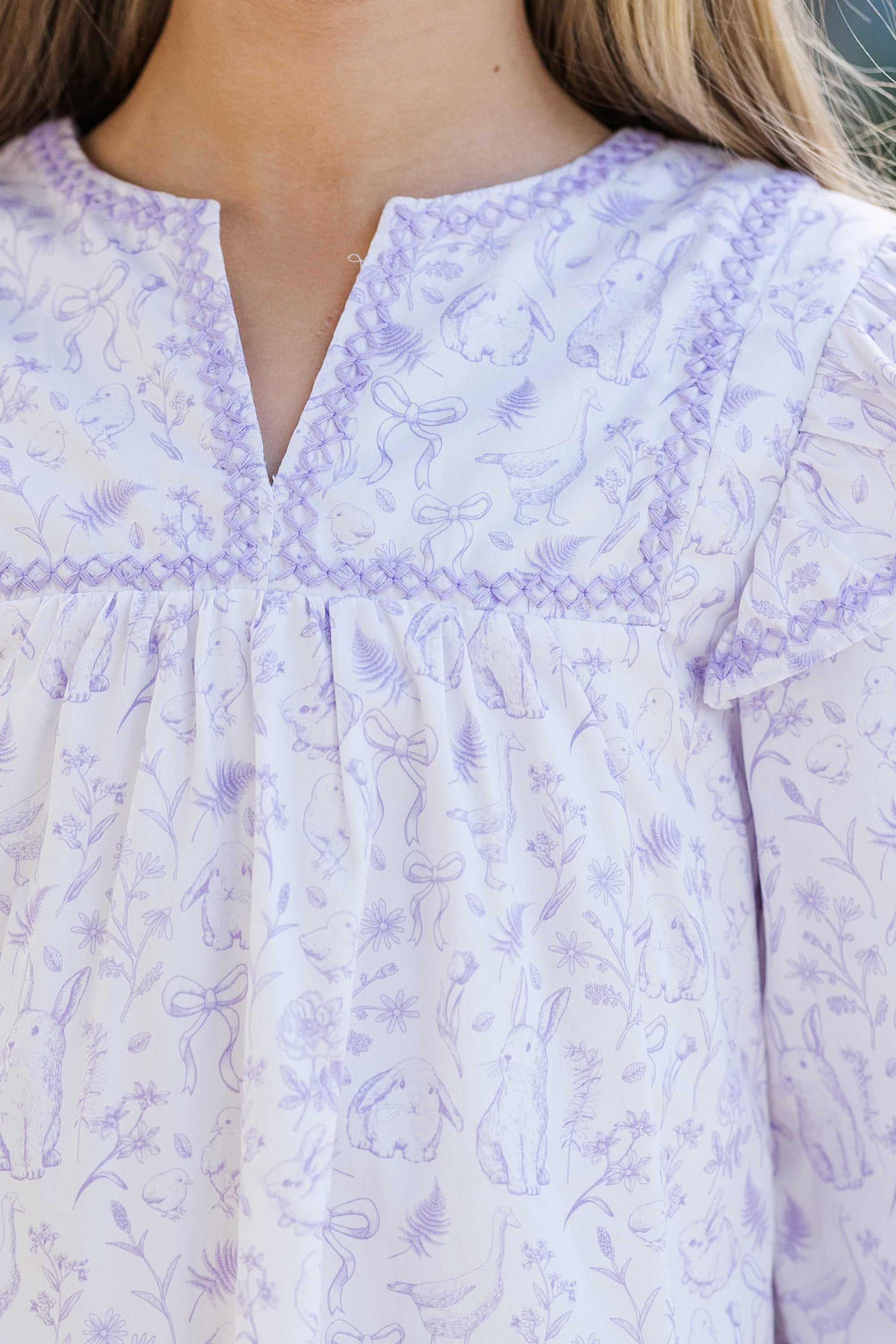 Girls' Enchanting Lavender Toile Babydoll Easter Dress