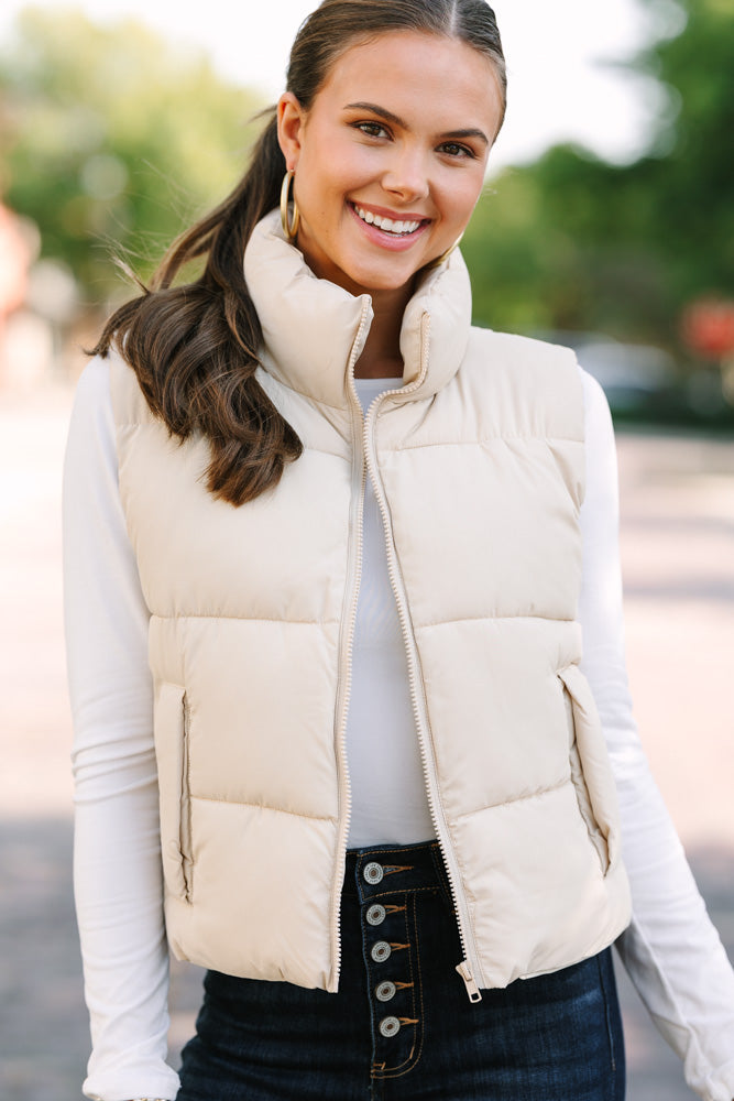 Charming Eyes On You Taupe Brown Puffer Vest - A Must - Have for Fall and Winter