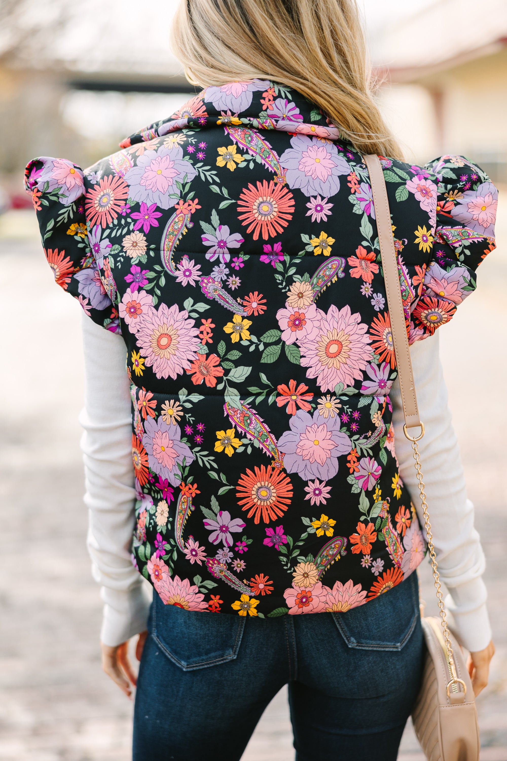 Be True To You: Enchanting Black Floral Vest