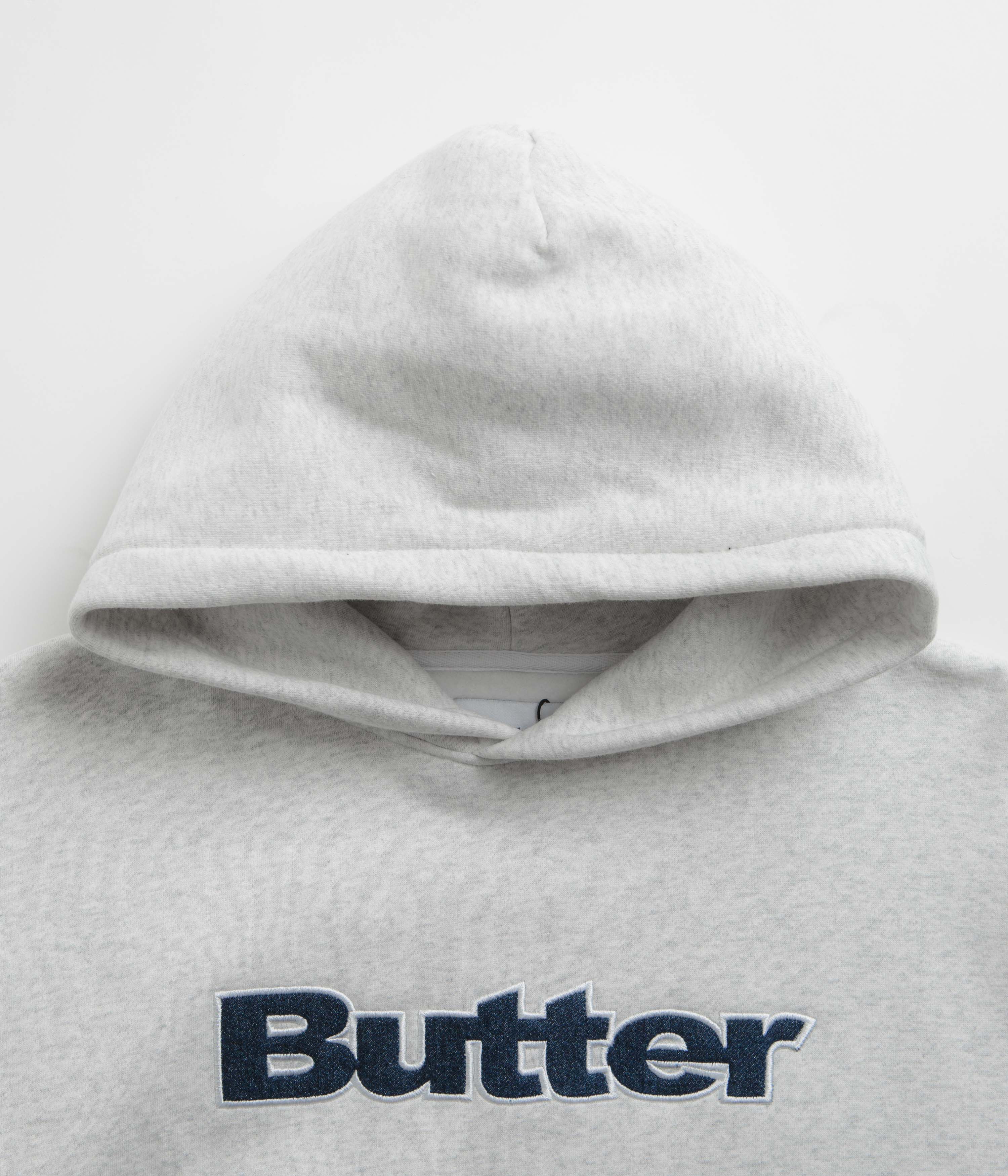 Butter Goods' Stunning Ash Logo Denim Applique Hoodie