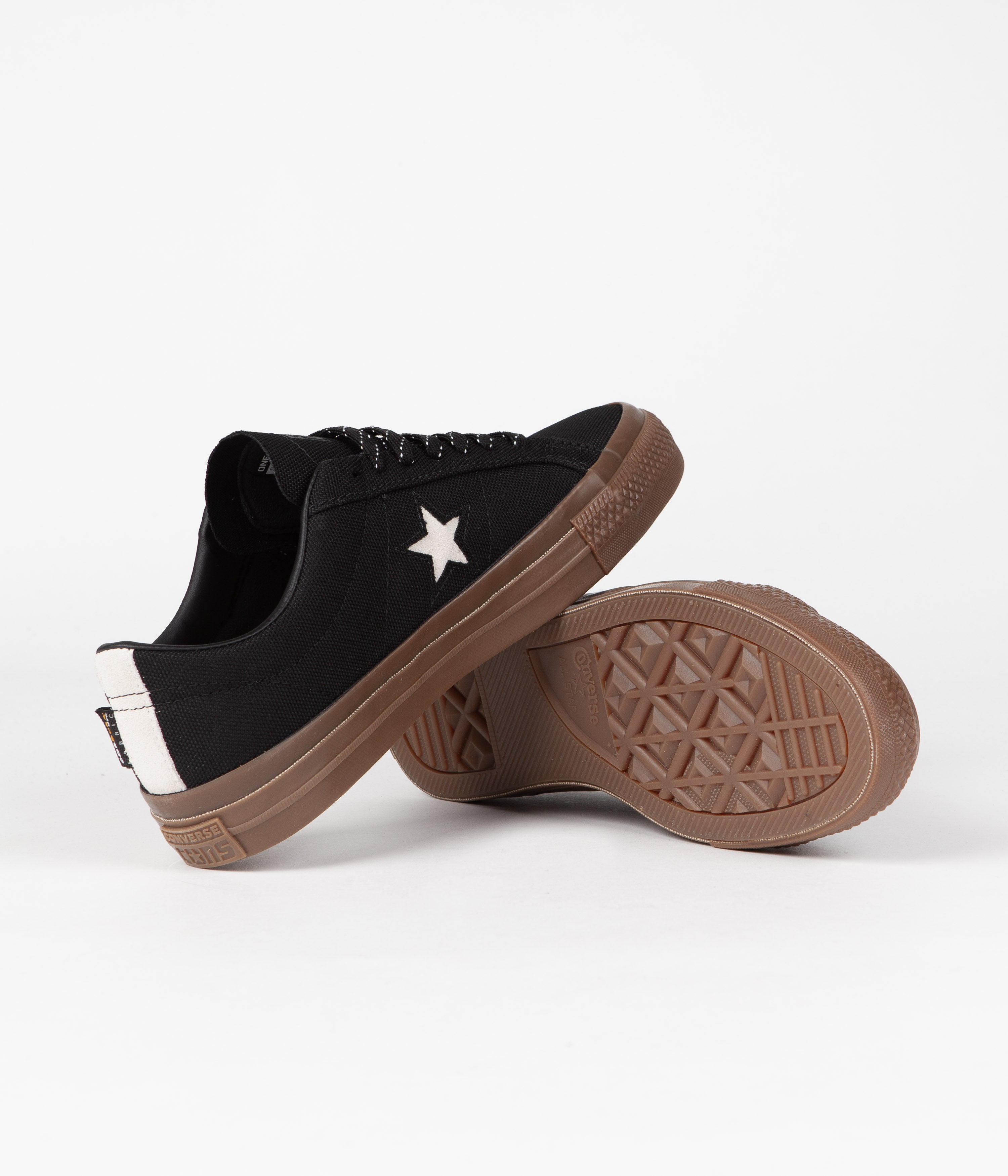 Converse One Star Pro Cordura Canvas Ox Shoes - Stunning Black, White & Dark Gum Combo
