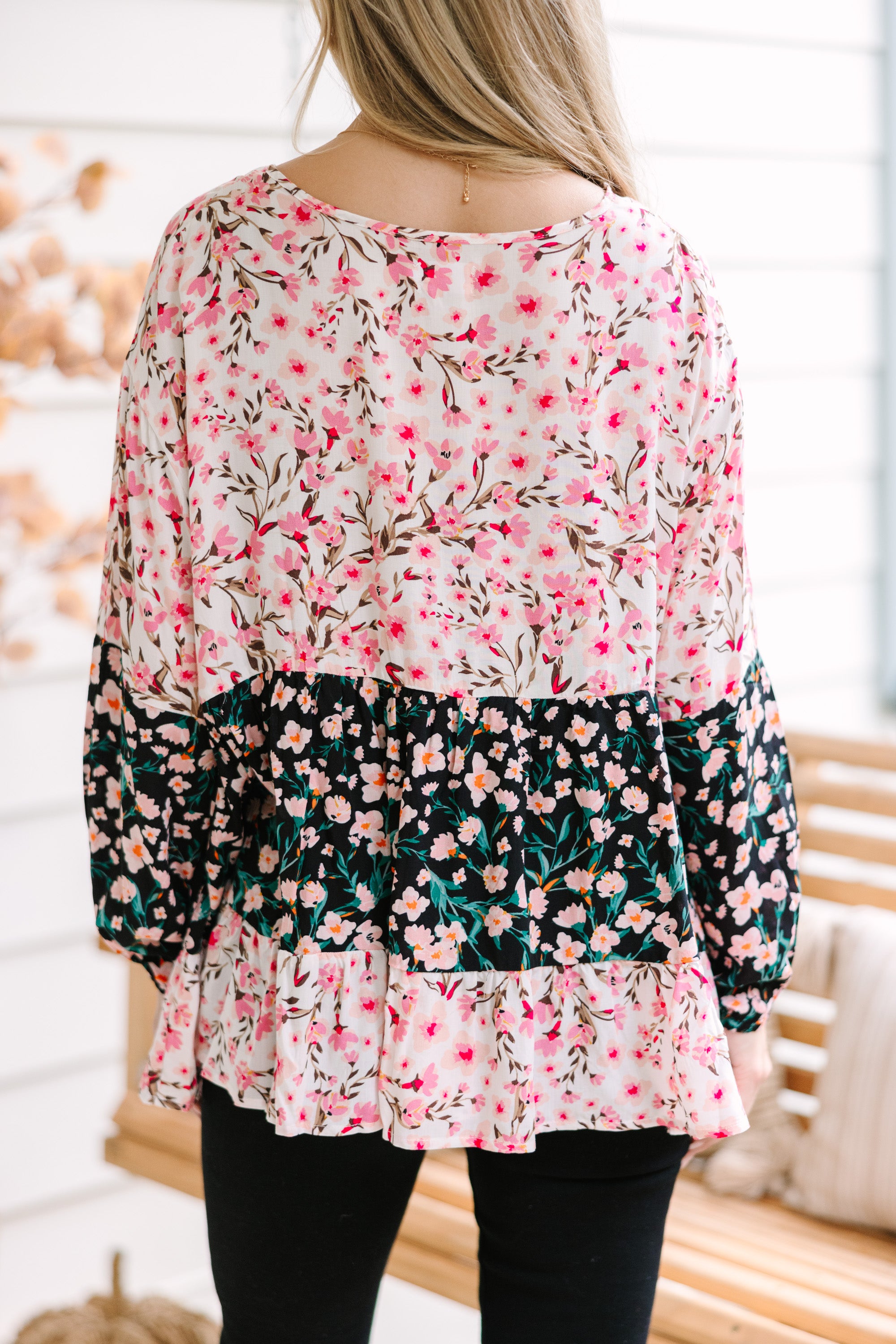 Joyful Union Black Floral Top