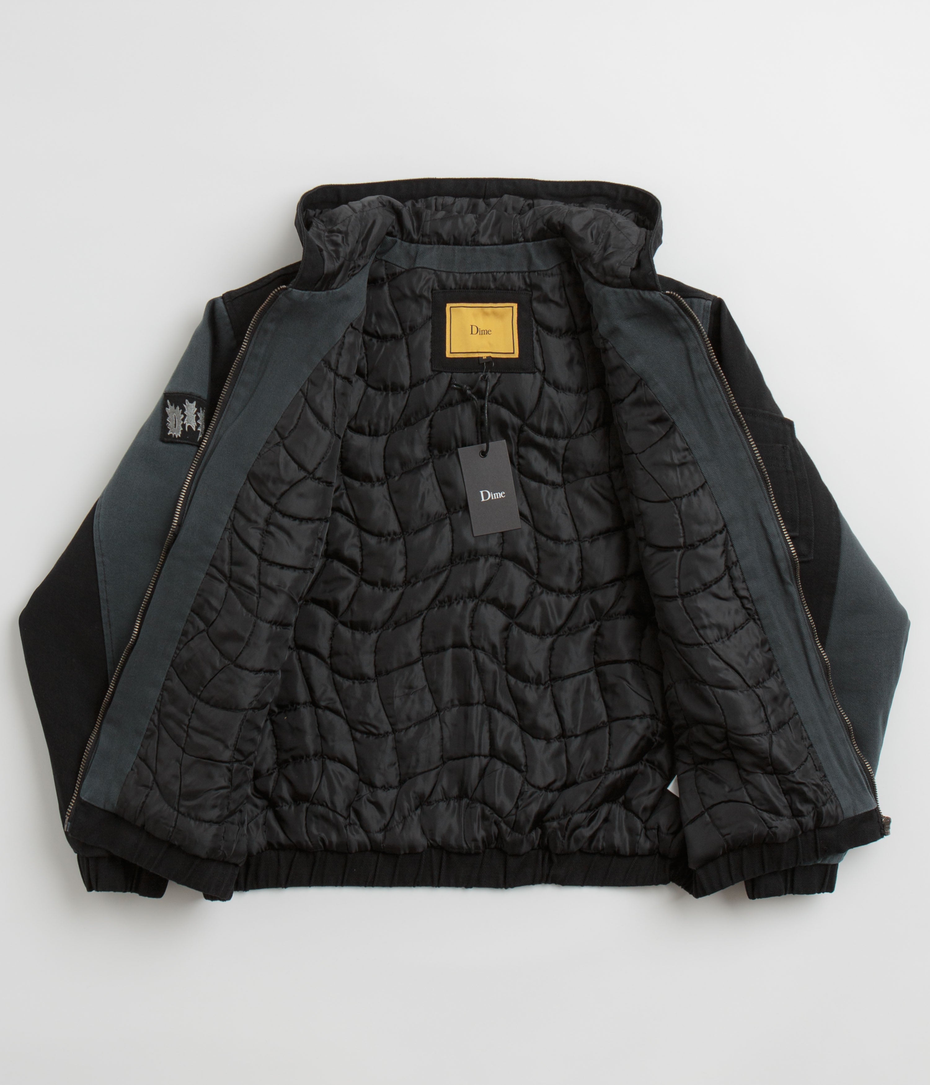 Stylish Charcoal Dime Panel Denim Hooded Bomber Jacket