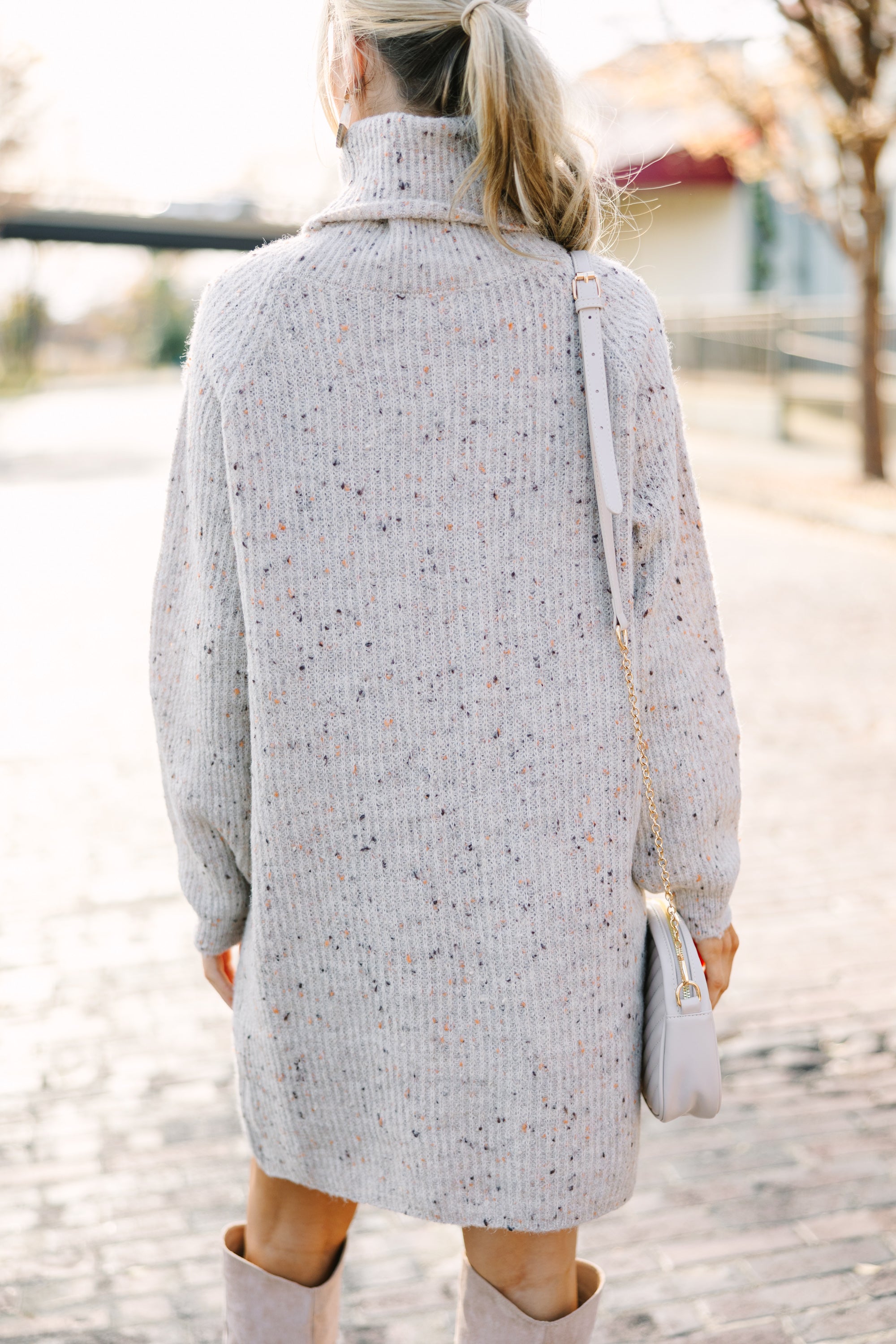 Irresistible Taupe Brown Sweater Dress