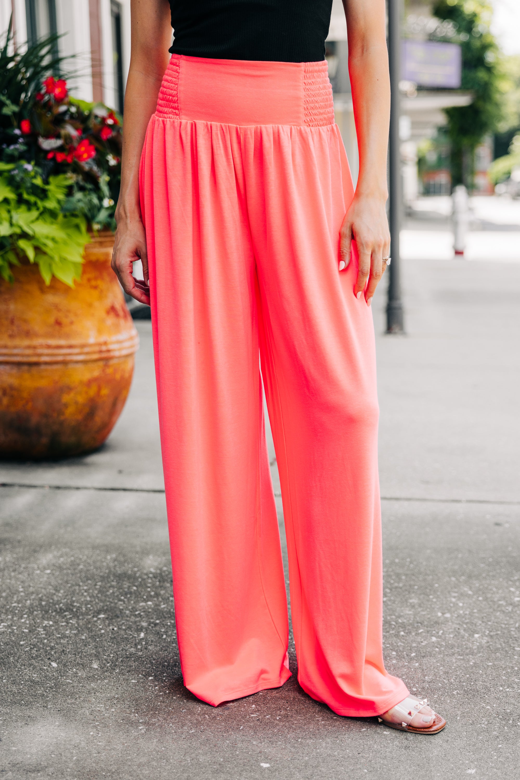 Back to the Fun: Coral Pink Wide Leg Pants
