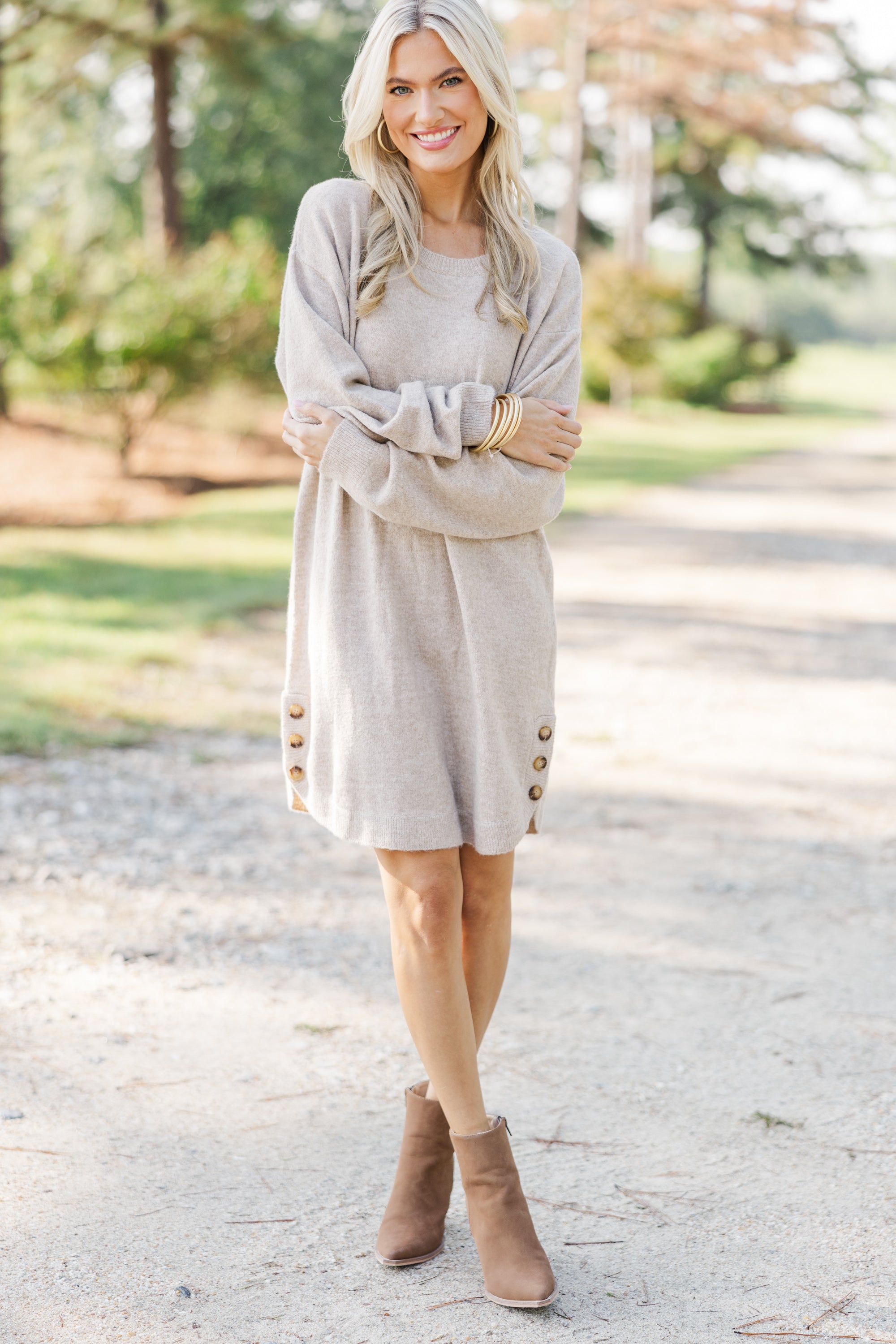 Taupe Brown Sweater Dress for Your Best Look