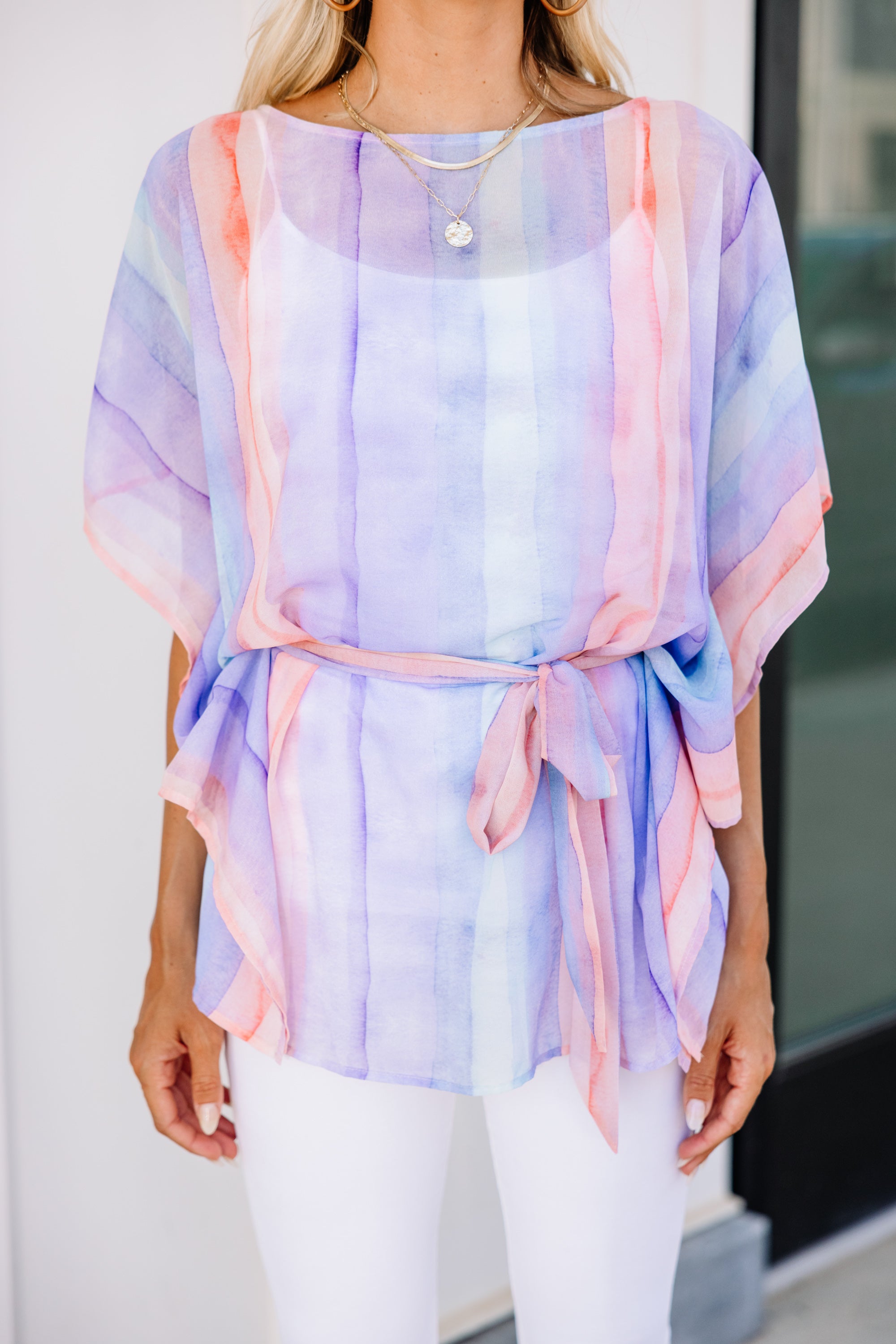 Enchanting Lavender Purple Striped Blouse