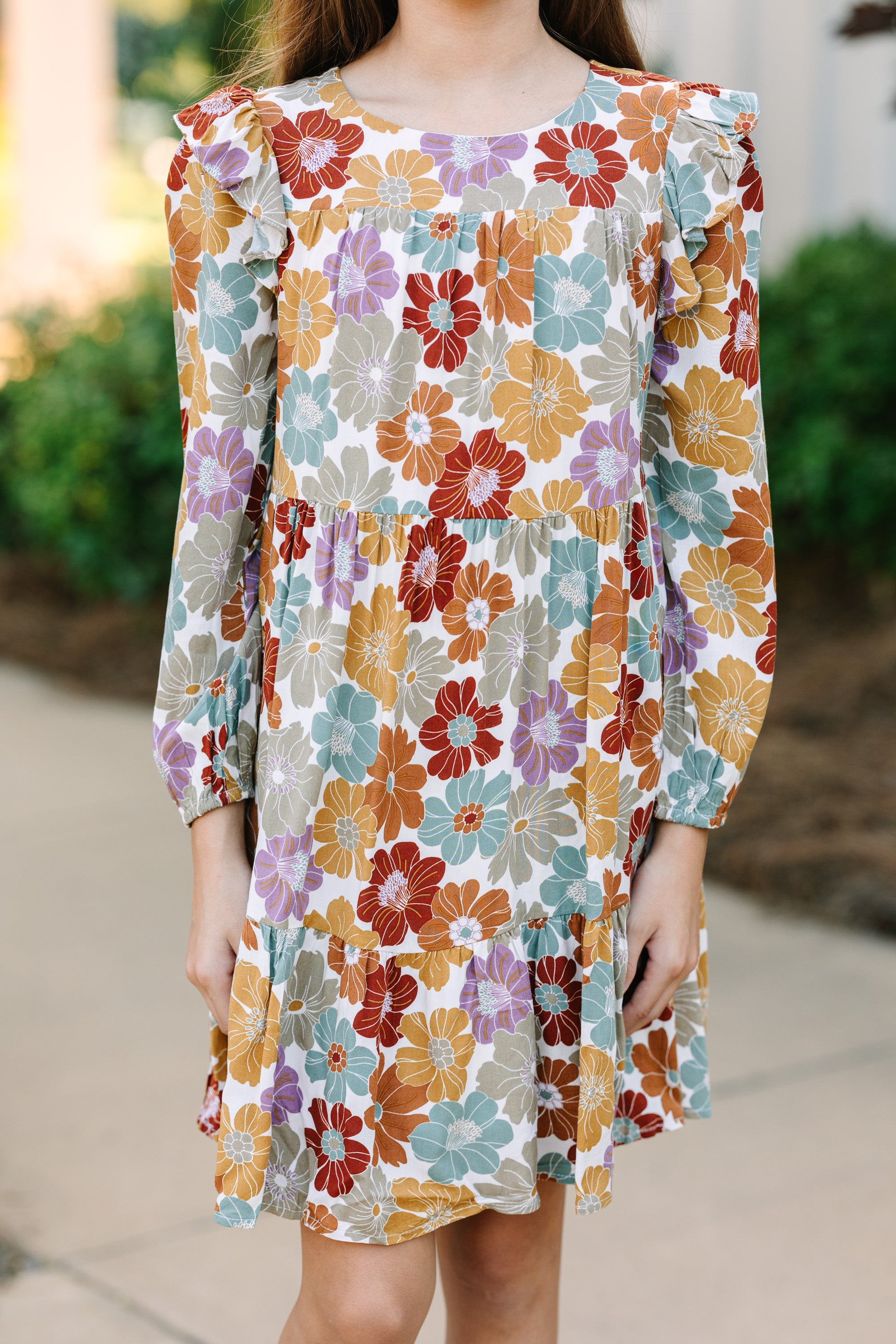 Gorgeous Mustard Yellow Floral Dress for Girls' Fall Outings