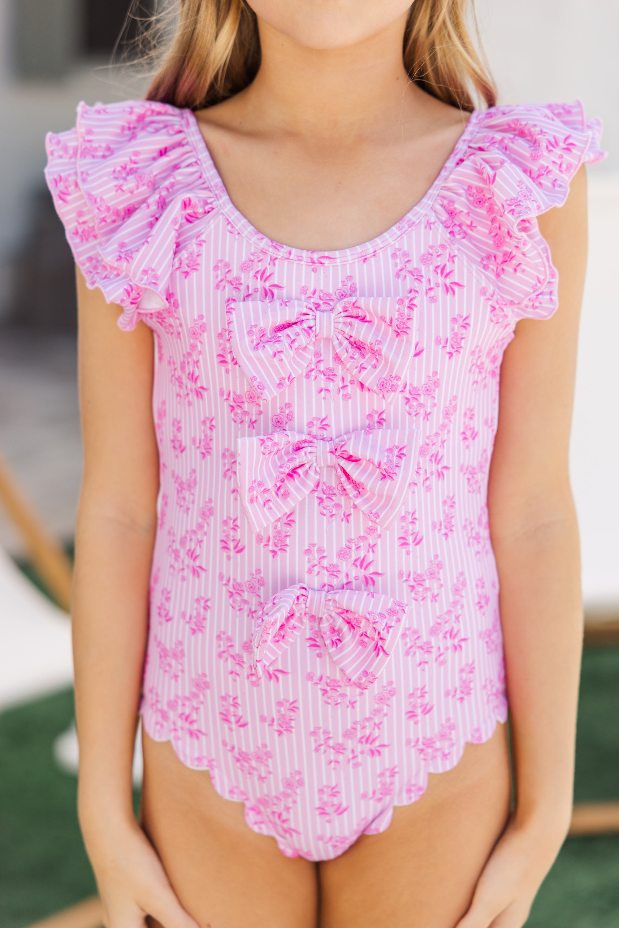 Don't Miss! Preorder The Wendy Pink Toile One Piece Swimsuit for Girls