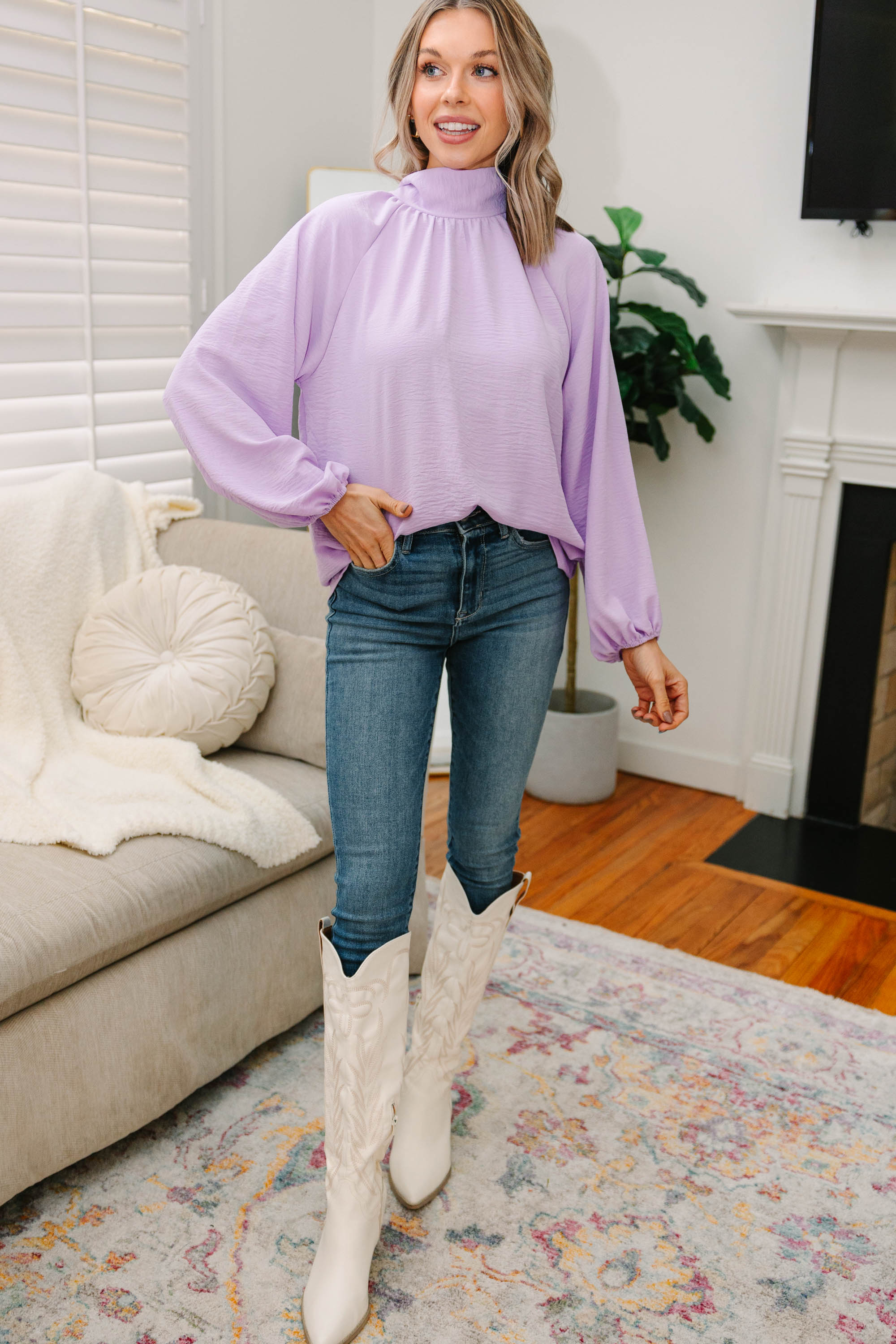 Enchanting All In Time Lavender Purple Blouse