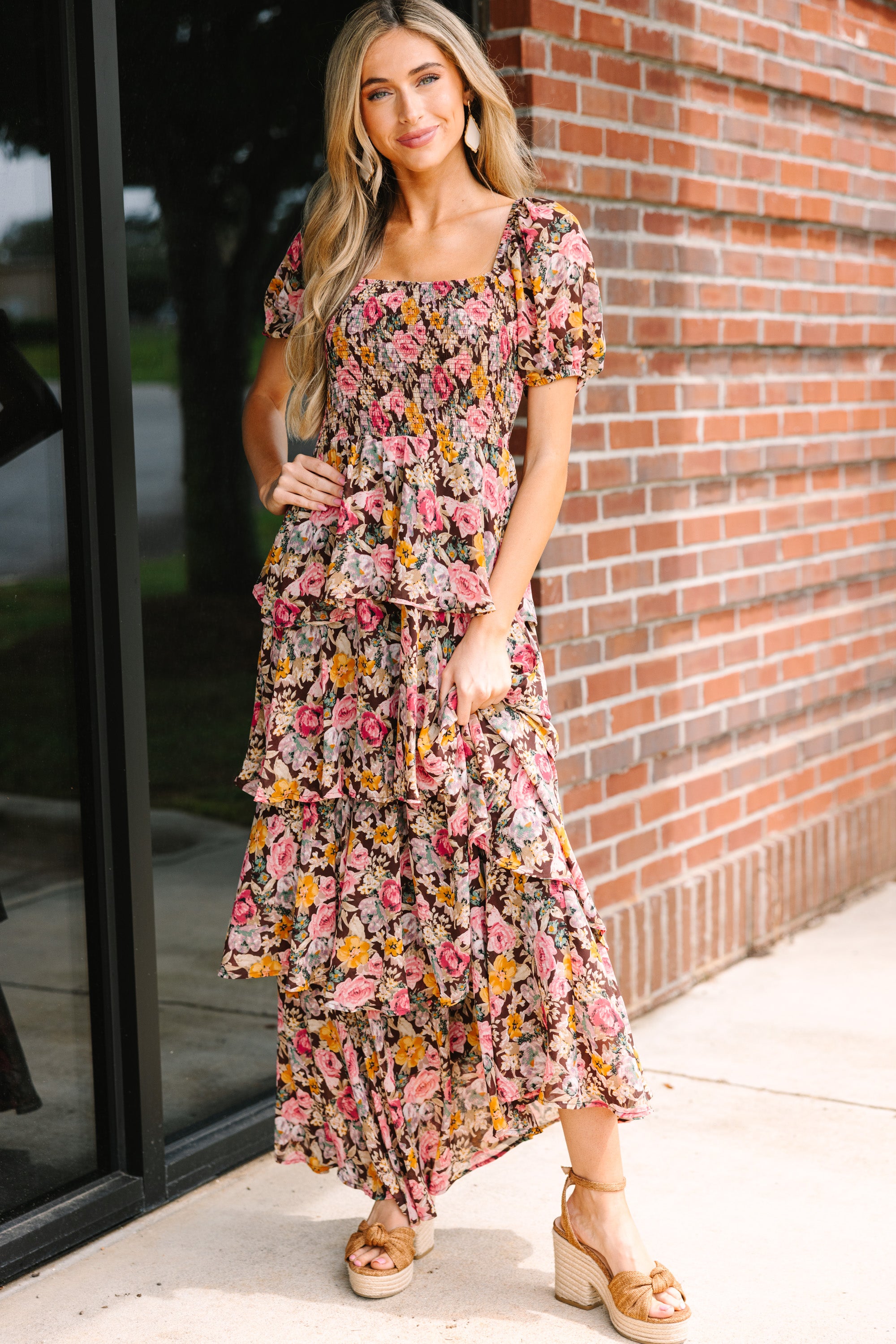 Gorgeous Brown Floral Maxi Dress for Fabulous Days